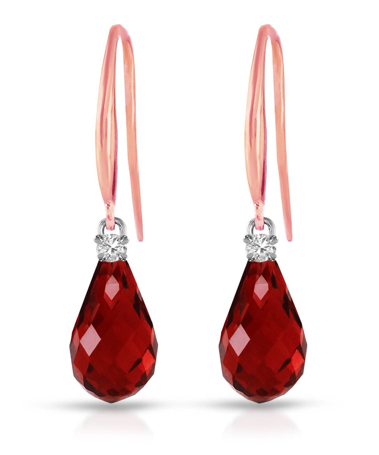 4.63 ctw Natural Pomegranate Garnet and Diamond 14k Gold Teardrop Dangle Earrings View 5