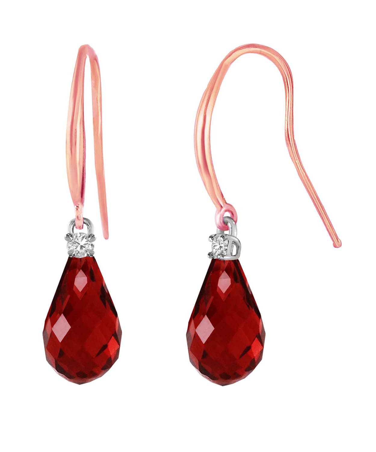 4.63 ctw Natural Pomegranate Garnet and Diamond 14k Gold Teardrop Dangle Earrings View 6