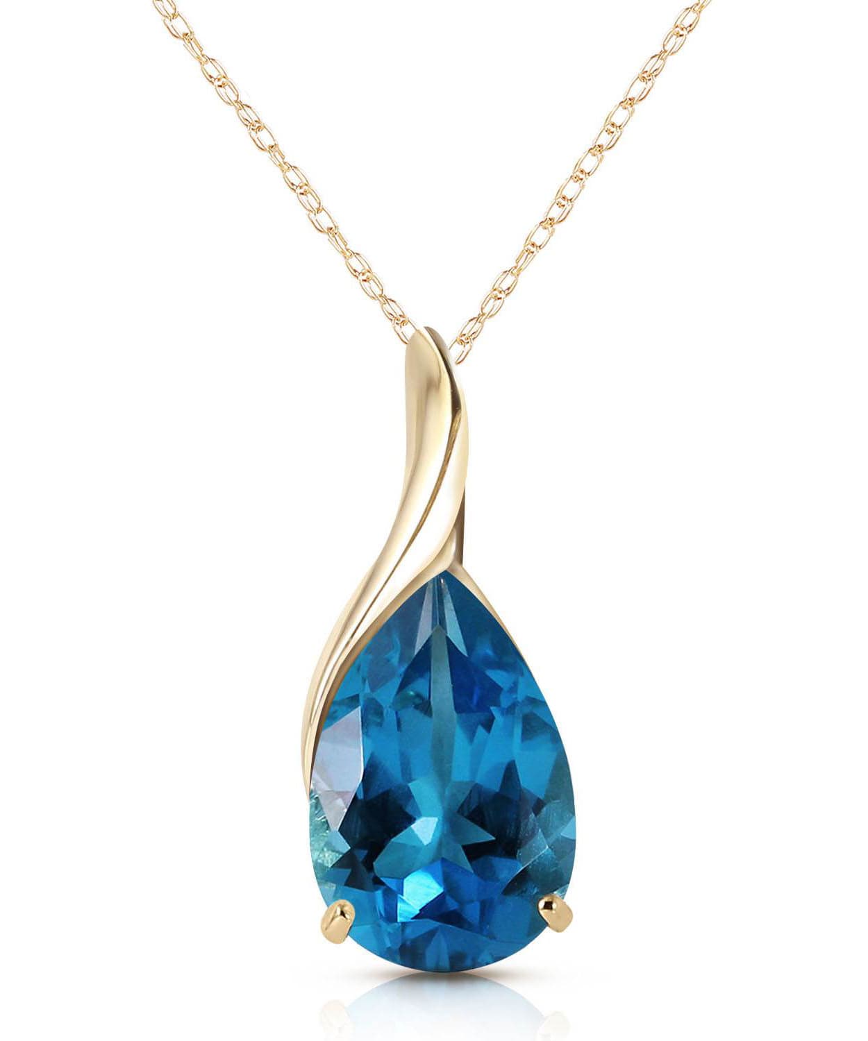 4.73 ctw Natural London Blue Topaz 14k Gold Teardrop Pendant With Chain View 1