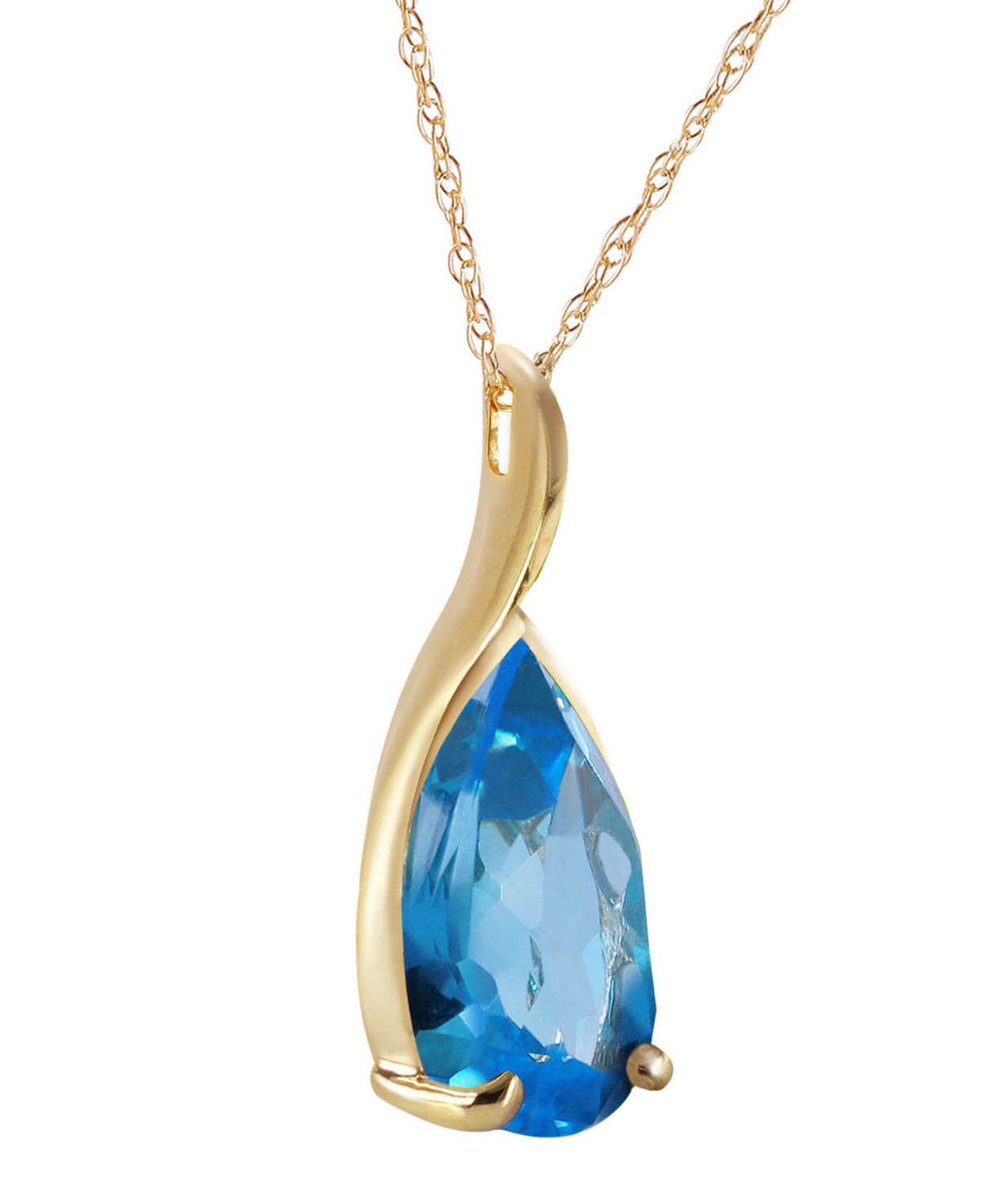 4.73 ctw Natural London Blue Topaz 14k Gold Teardrop Pendant With Chain View 2