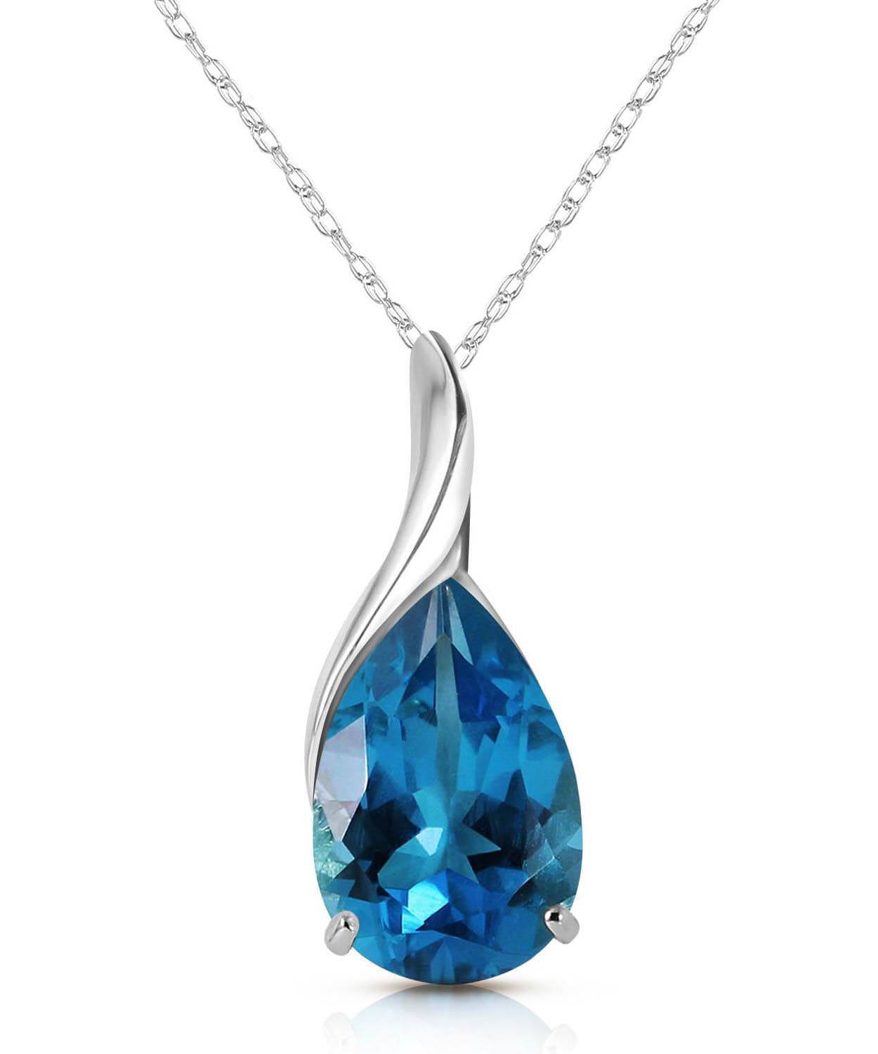 4.73 ctw Natural London Blue Topaz 14k Gold Teardrop Pendant With Chain View 3