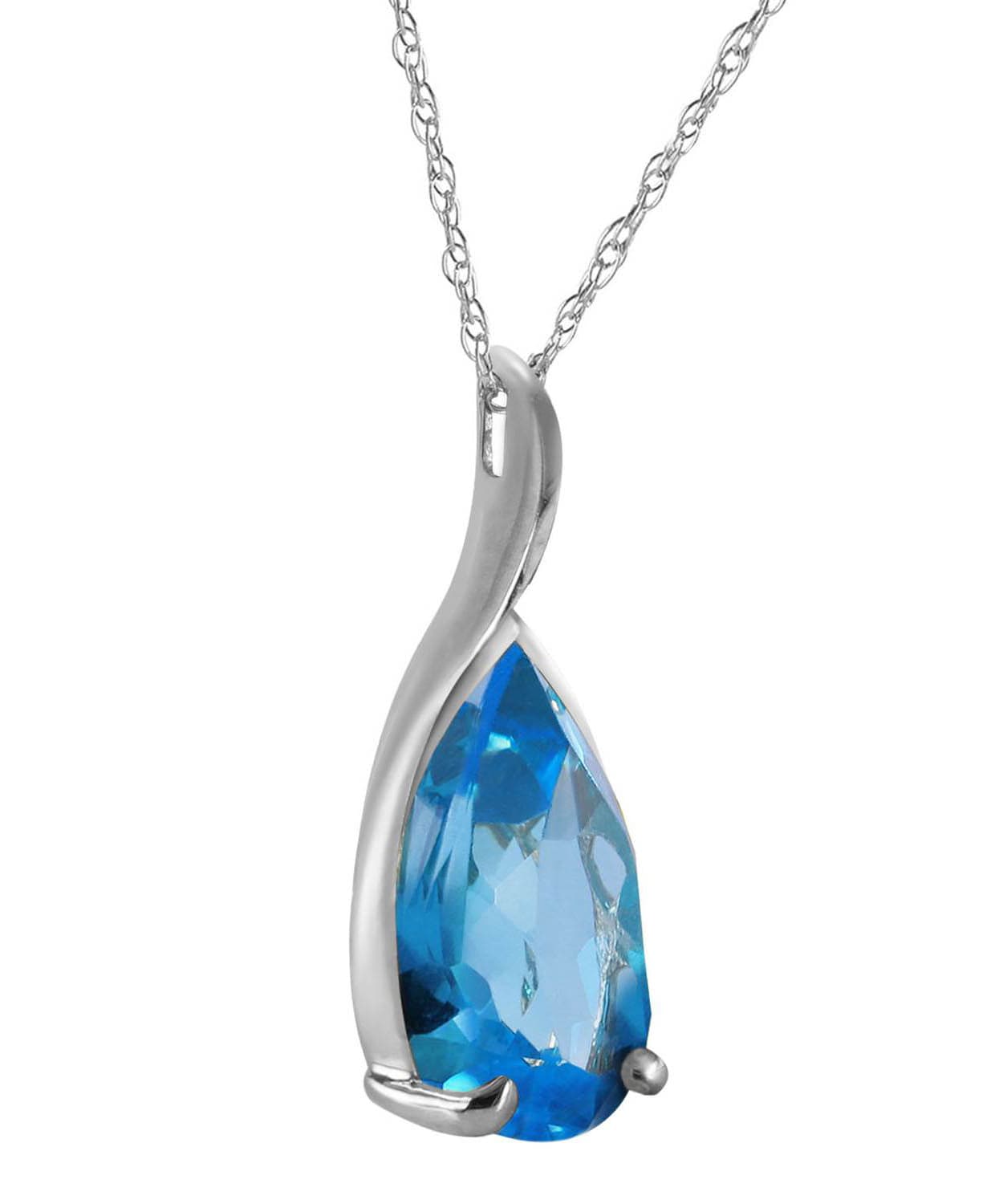 4.73 ctw Natural London Blue Topaz 14k Gold Teardrop Pendant With Chain View 4