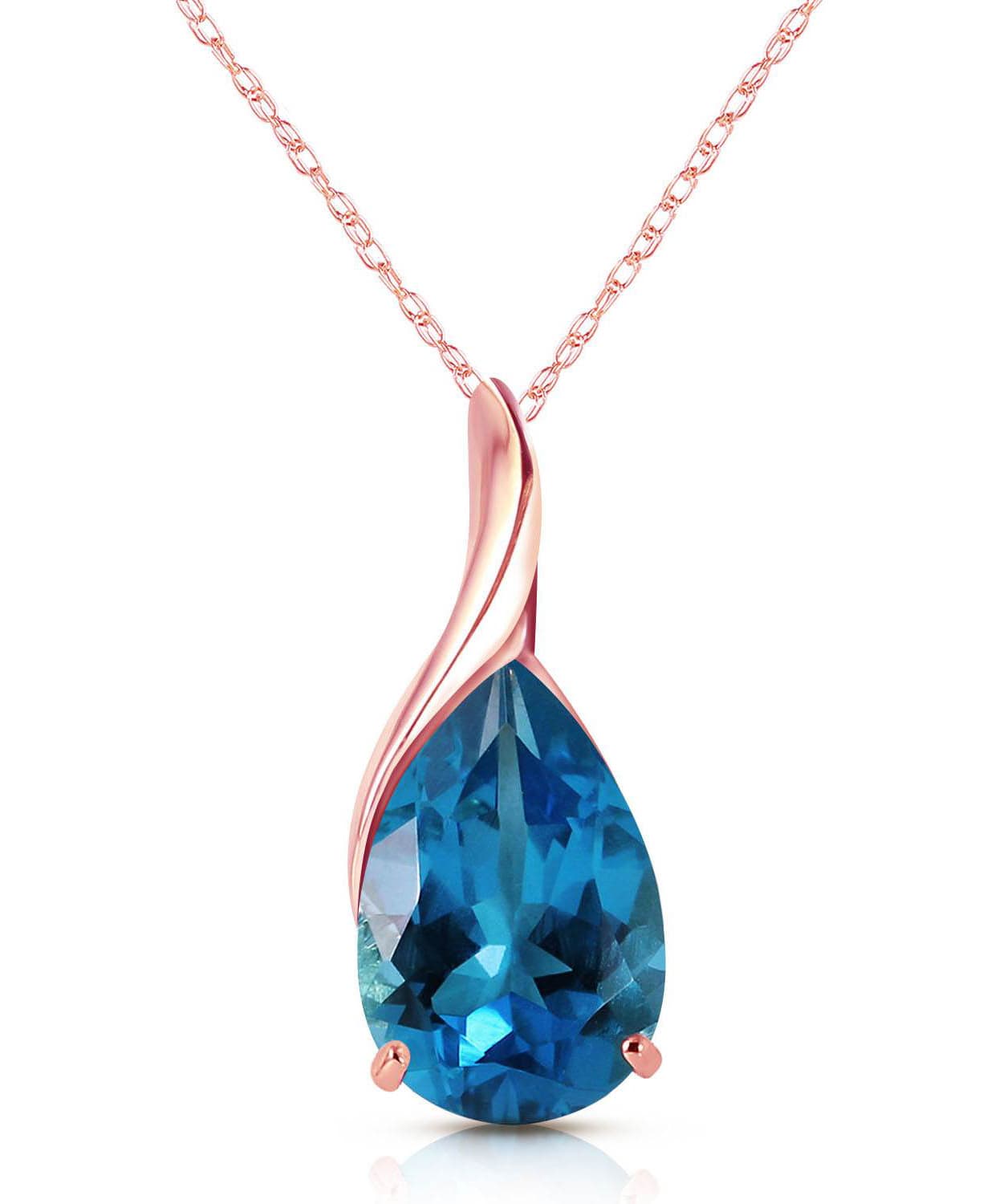 4.73 ctw Natural London Blue Topaz 14k Gold Teardrop Pendant With Chain View 5