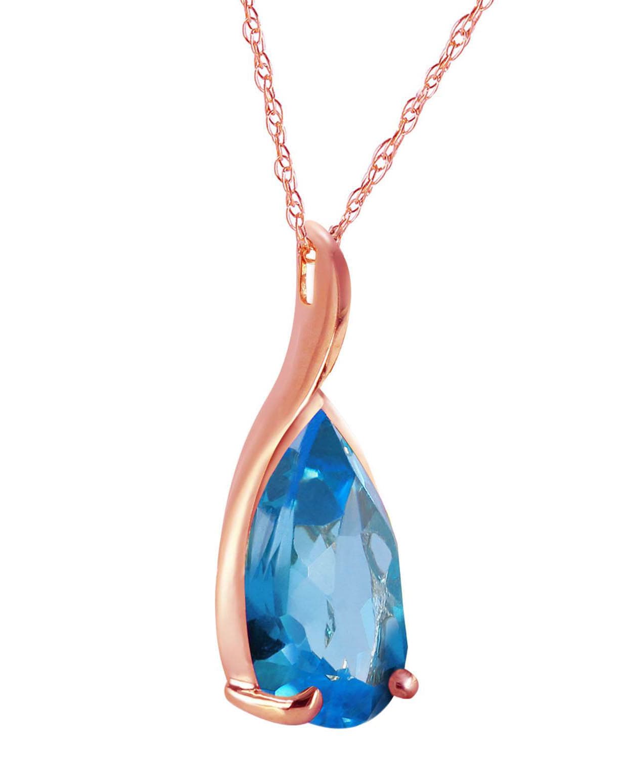 4.73 ctw Natural London Blue Topaz 14k Gold Teardrop Pendant With Chain View 6