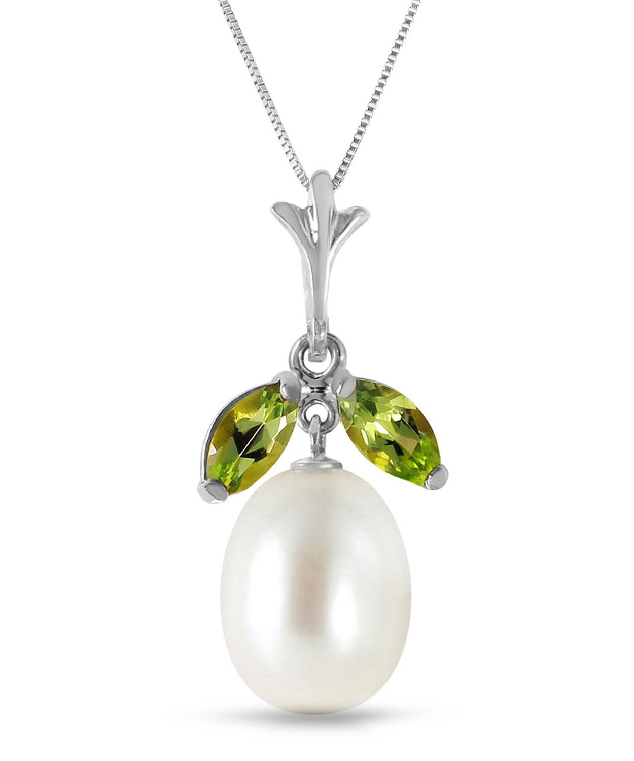 0.50 ctw Natural Freshwater Pearl and Lime Peridot 14k Gold Pendant With Chain View 3