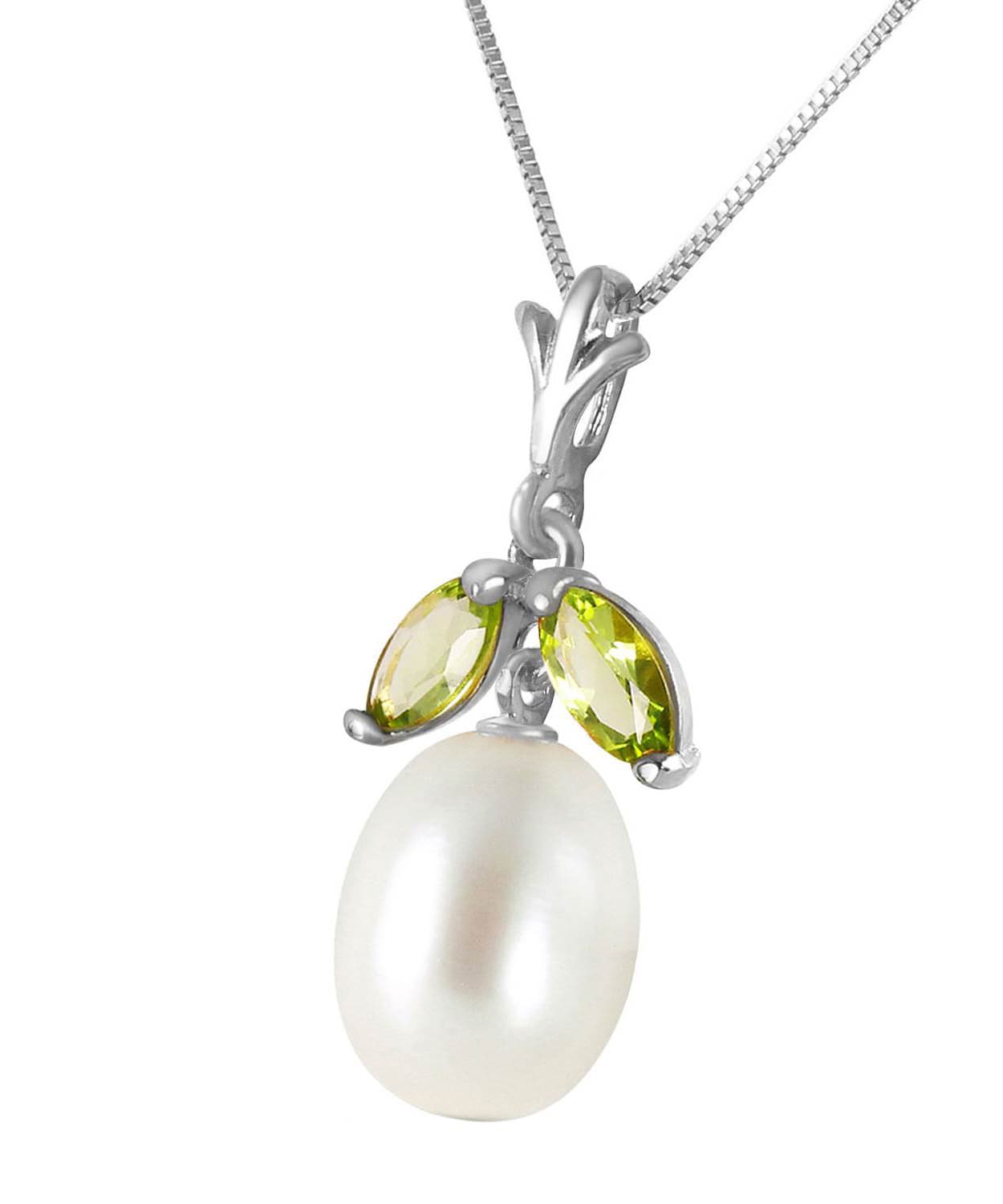 0.50 ctw Natural Freshwater Pearl and Lime Peridot 14k Gold Pendant With Chain View 4