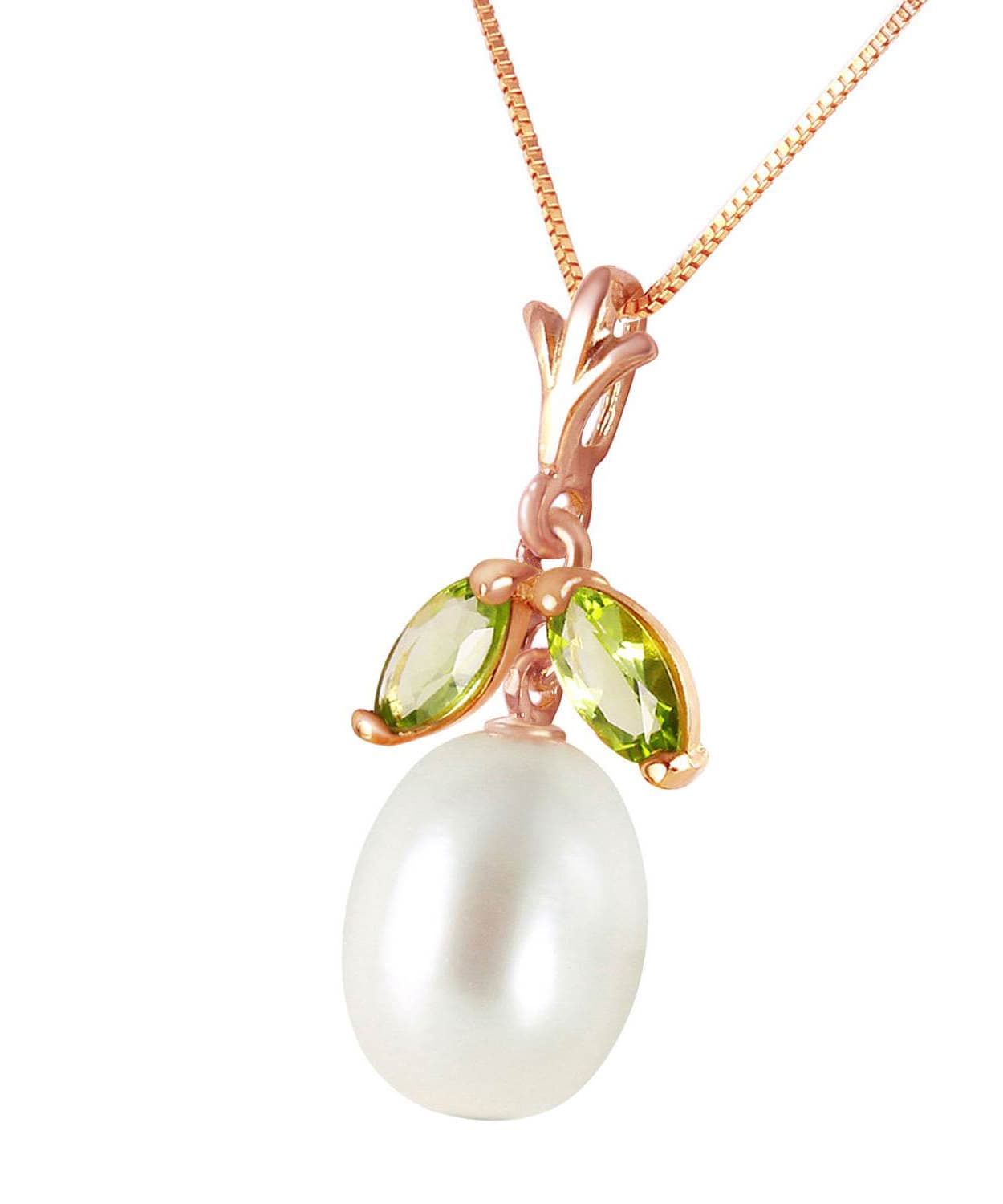0.50 ctw Natural Freshwater Pearl and Lime Peridot 14k Gold Pendant With Chain View 6