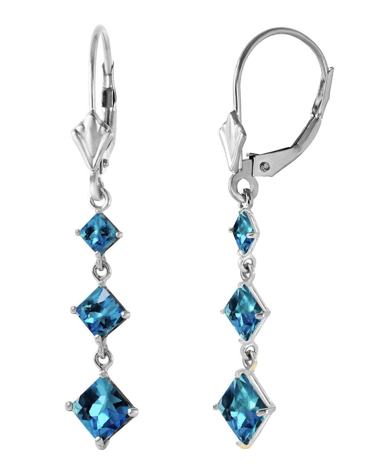 4.83 ctw Natural Swiss Blue Topaz 14k Gold Past-Present-Future Dangle Earrings View 4
