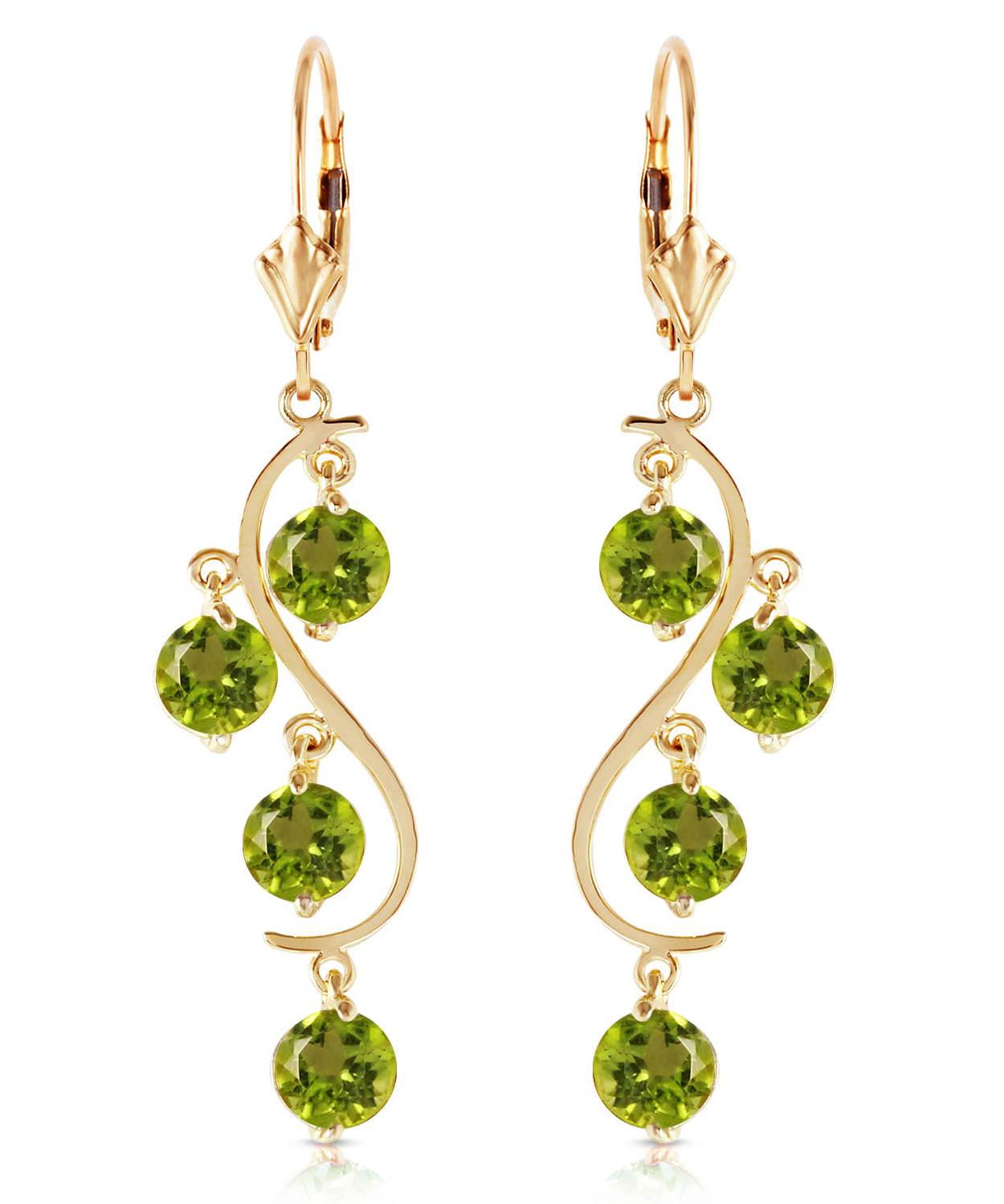 4.98 ctw Natural Lime Peridot 14k Gold Chandelier Earrings View 1