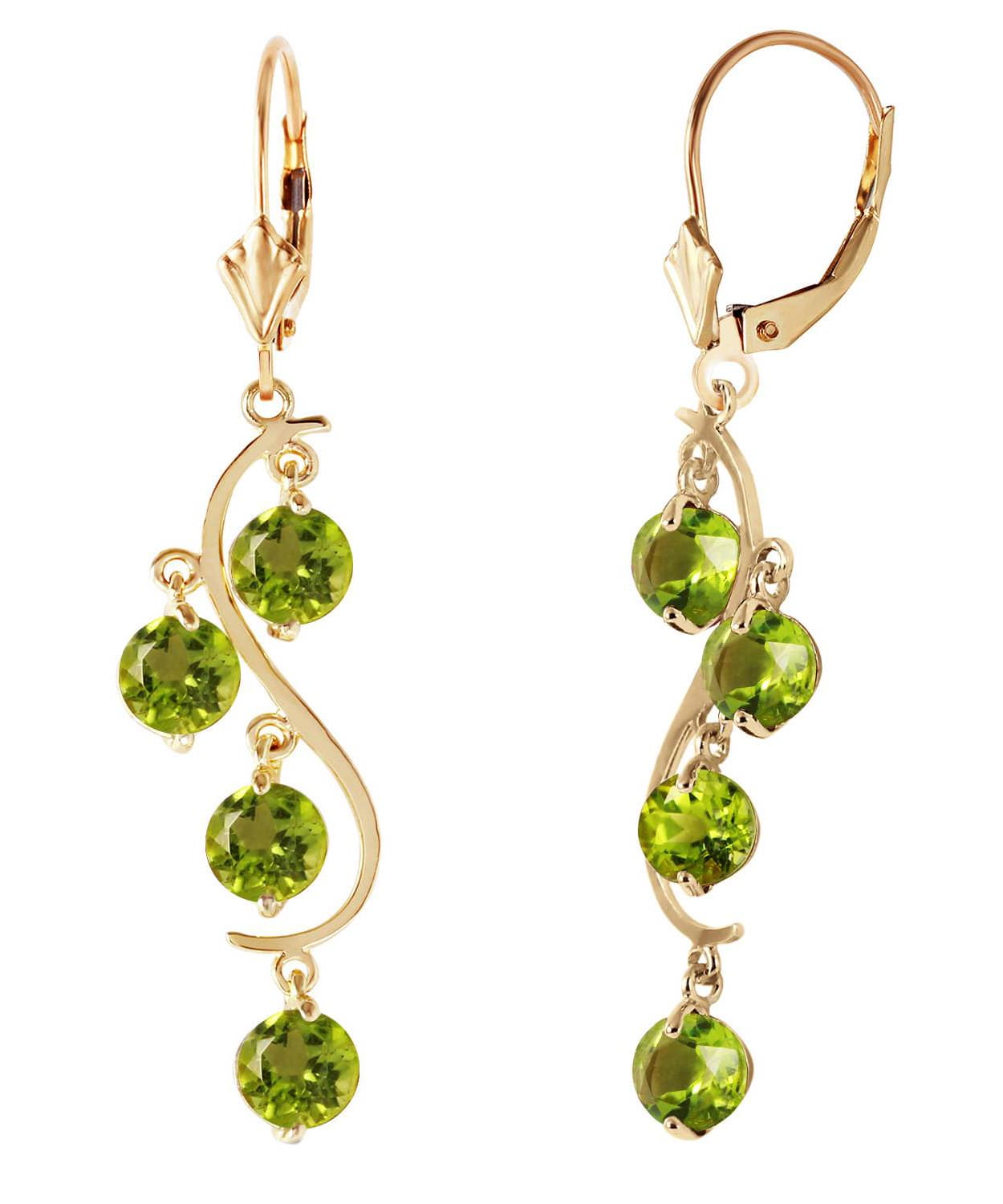4.98 ctw Natural Lime Peridot 14k Gold Chandelier Earrings View 2