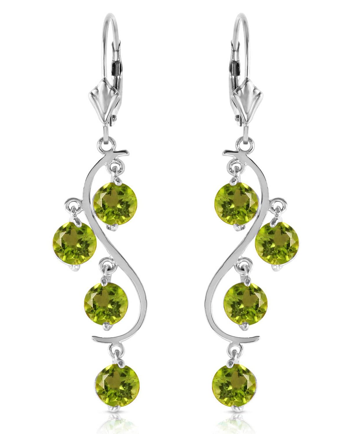 4.98 ctw Natural Lime Peridot 14k Gold Chandelier Earrings View 3
