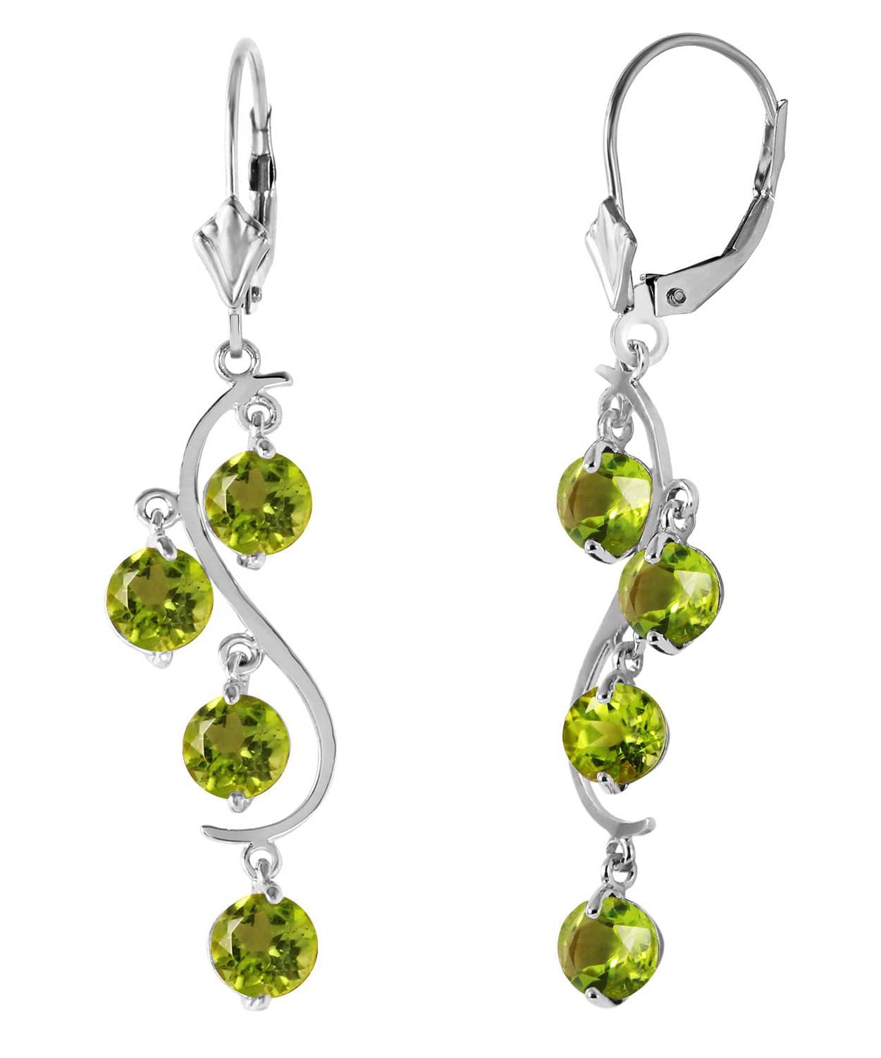 4.98 ctw Natural Lime Peridot 14k Gold Chandelier Earrings View 4