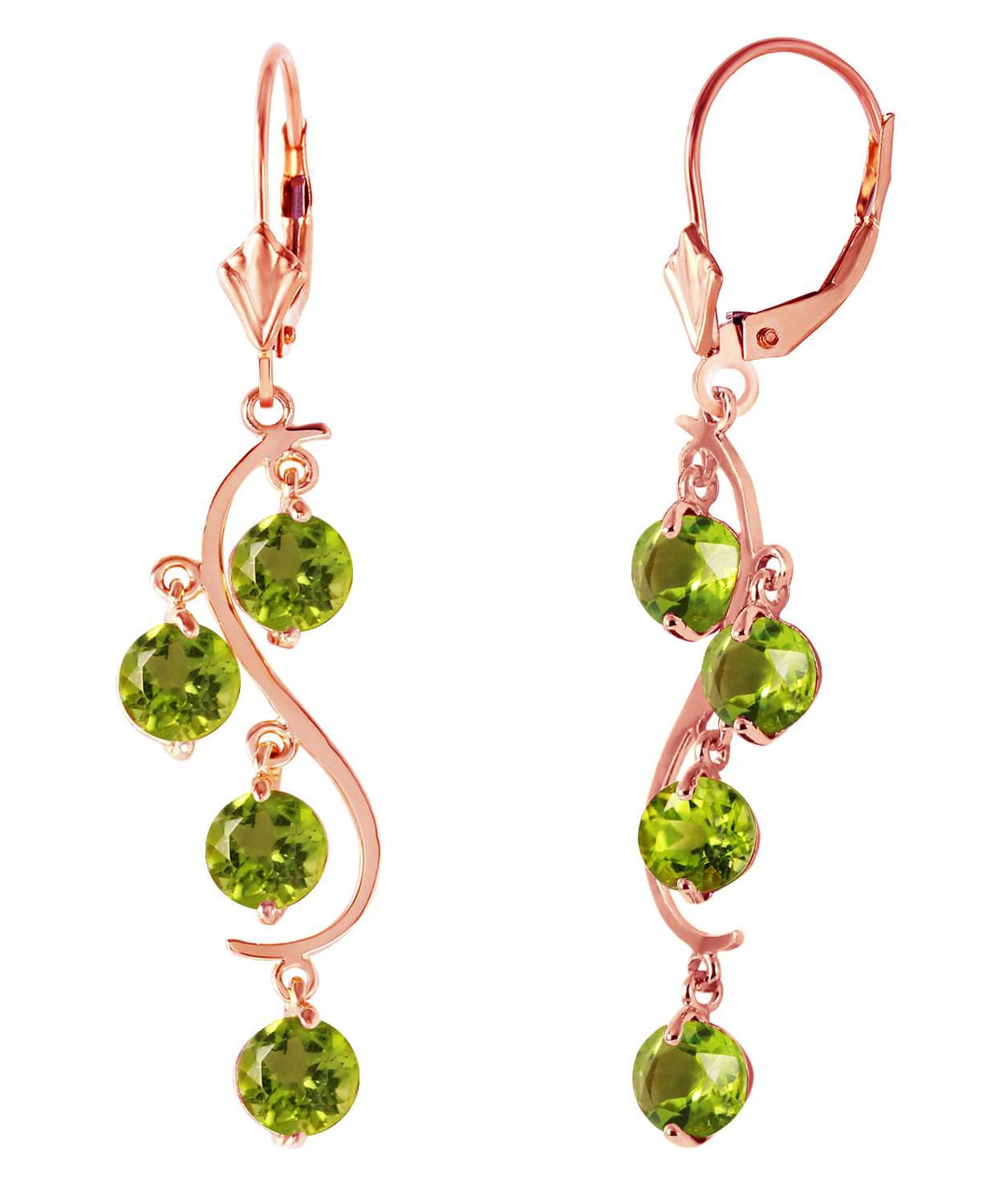 4.98 ctw Natural Lime Peridot 14k Gold Chandelier Earrings View 6