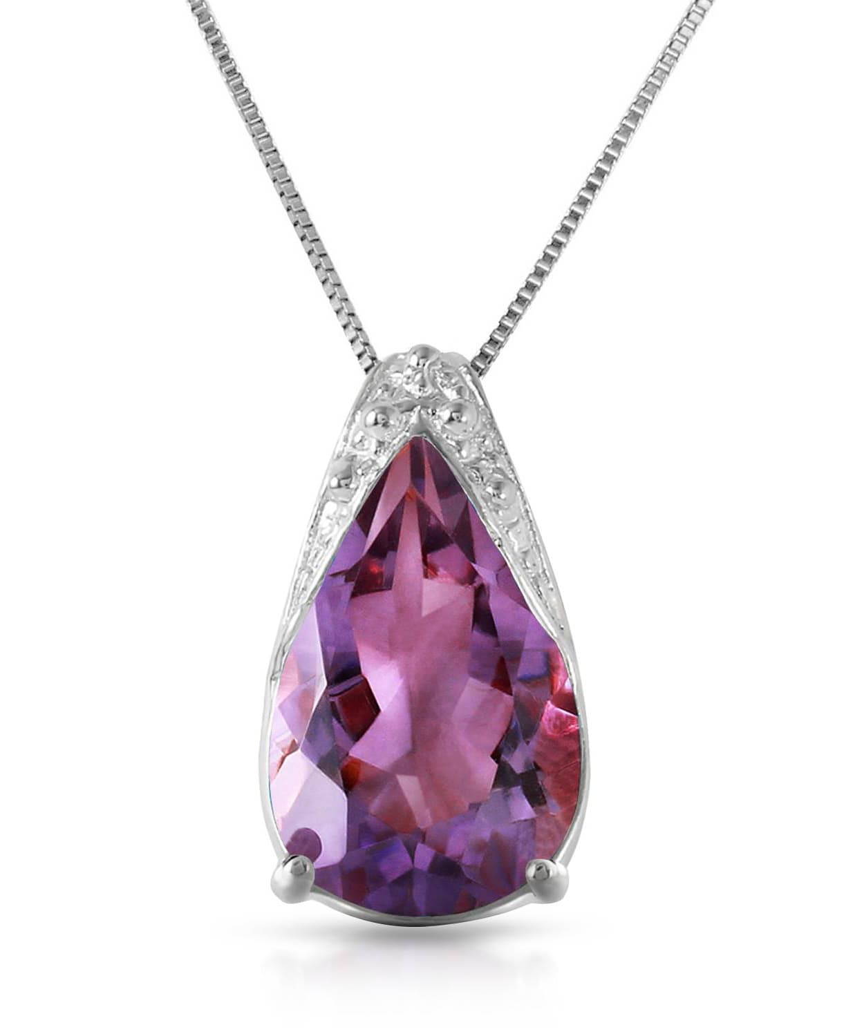 5.03 ctw Natural Amethyst 14k Gold Teardrop Pendant With Chain View 3