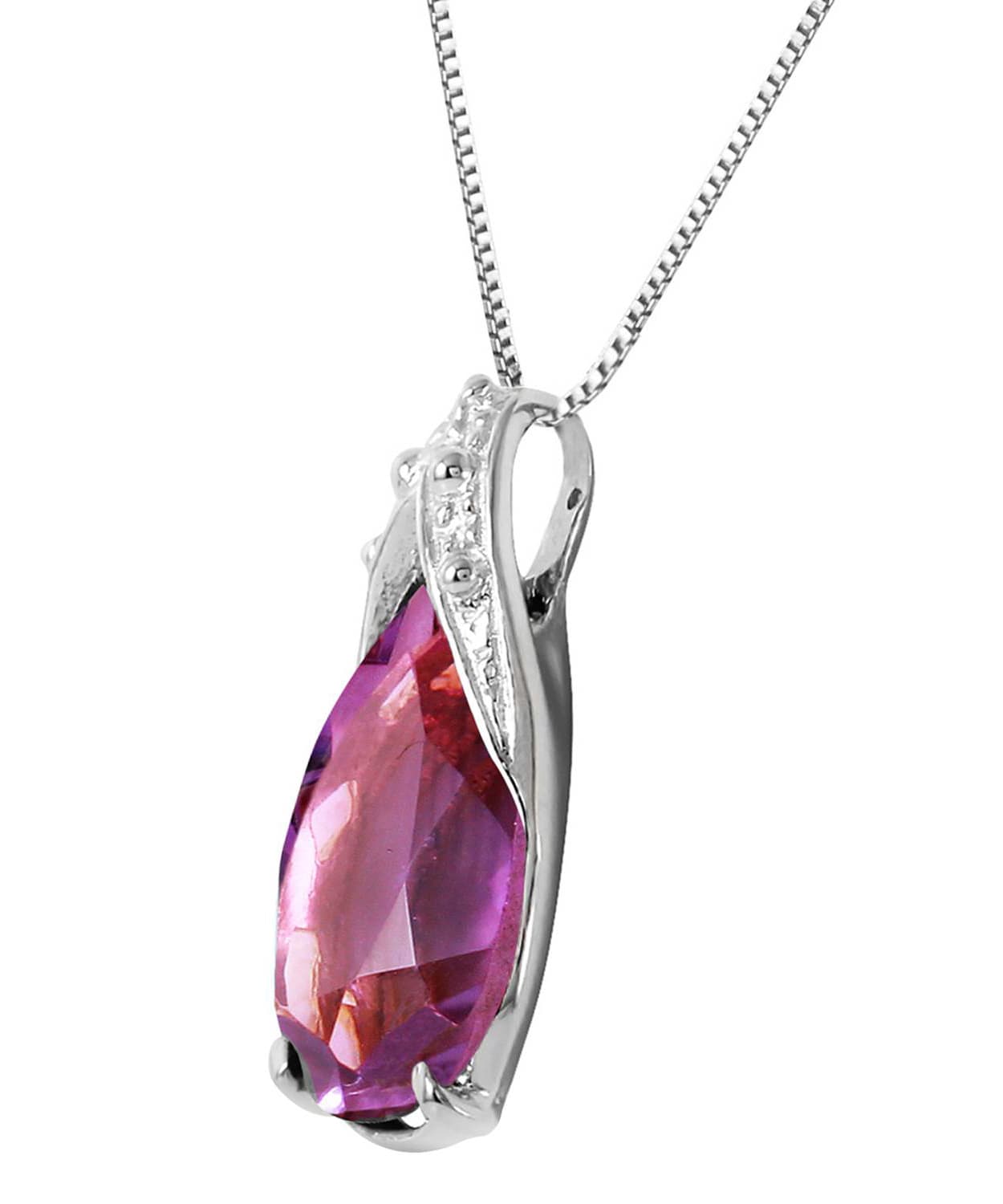 5.03 ctw Natural Amethyst 14k Gold Teardrop Pendant With Chain View 4