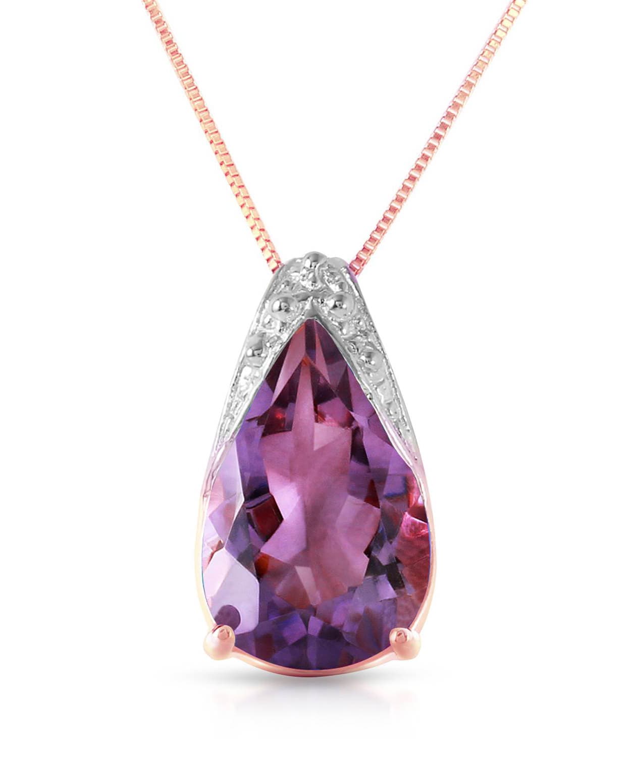 5.03 ctw Natural Amethyst 14k Gold Teardrop Pendant With Chain View 5