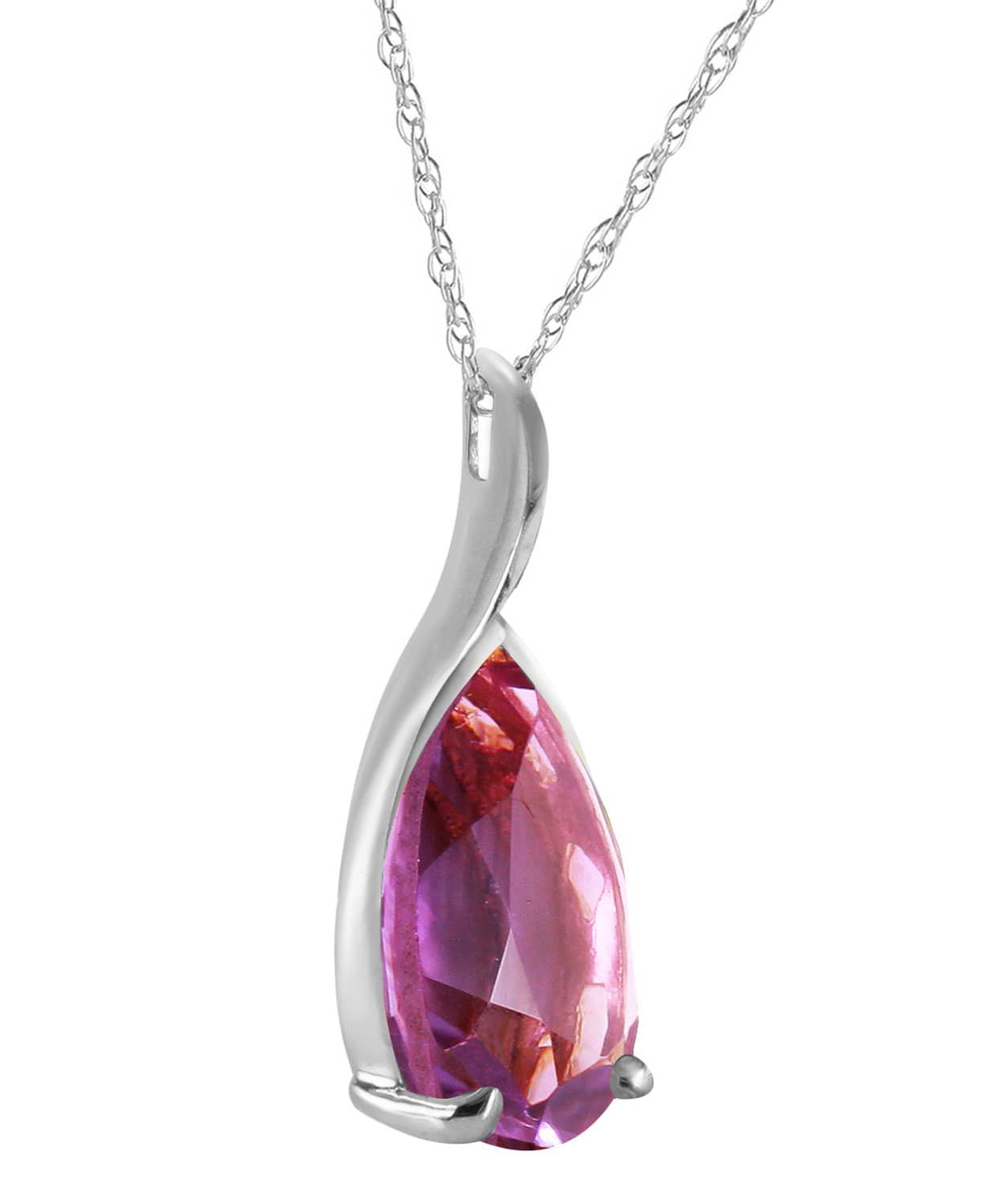 5.03 ctw Natural Amethyst 14k Gold Teardrop Pendant With Chain View 4