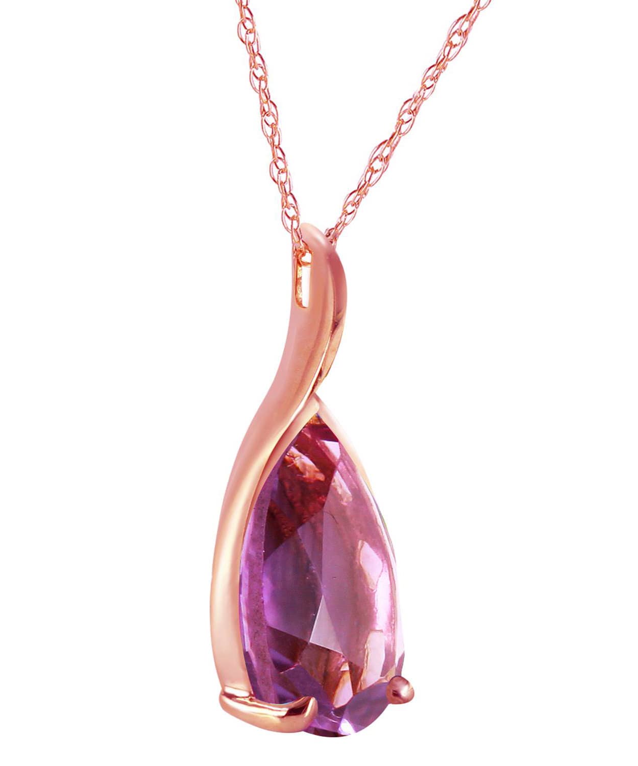 5.03 ctw Natural Amethyst 14k Gold Teardrop Pendant With Chain View 6