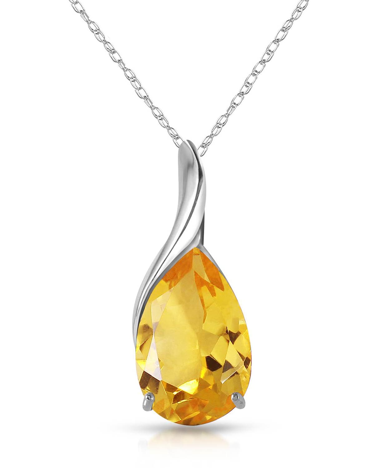 5.03 ctw Natural Honey Citrine 14k Gold Teardrop Pendant With Chain View 3