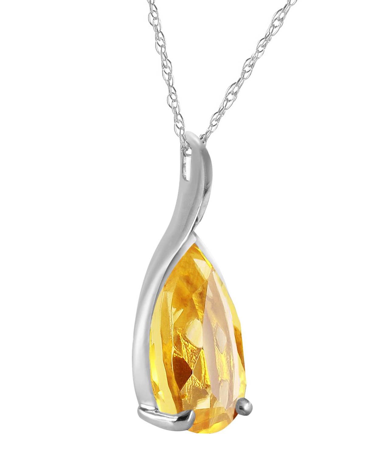 5.03 ctw Natural Honey Citrine 14k Gold Teardrop Pendant With Chain View 4