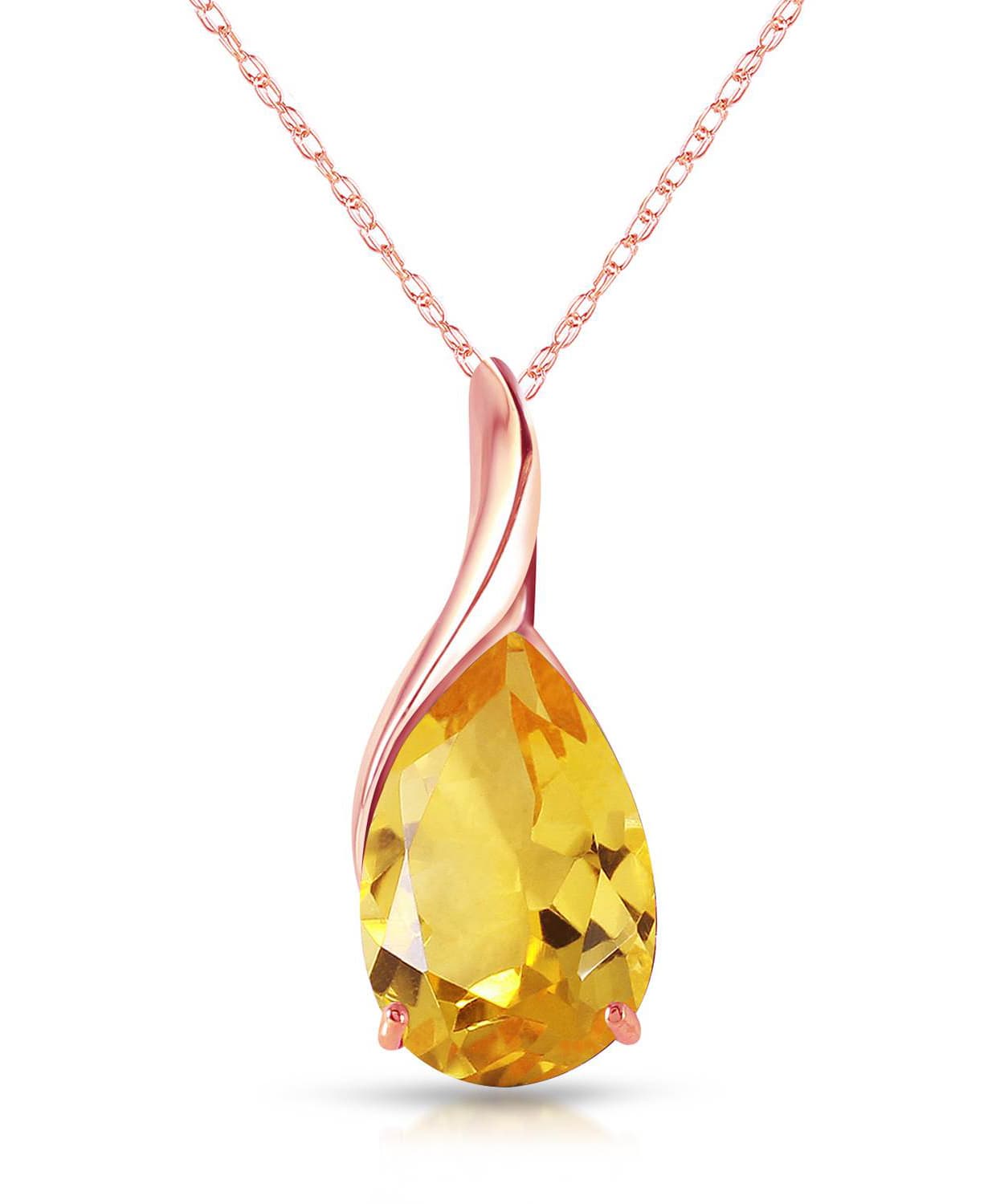 5.03 ctw Natural Honey Citrine 14k Gold Teardrop Pendant With Chain View 5
