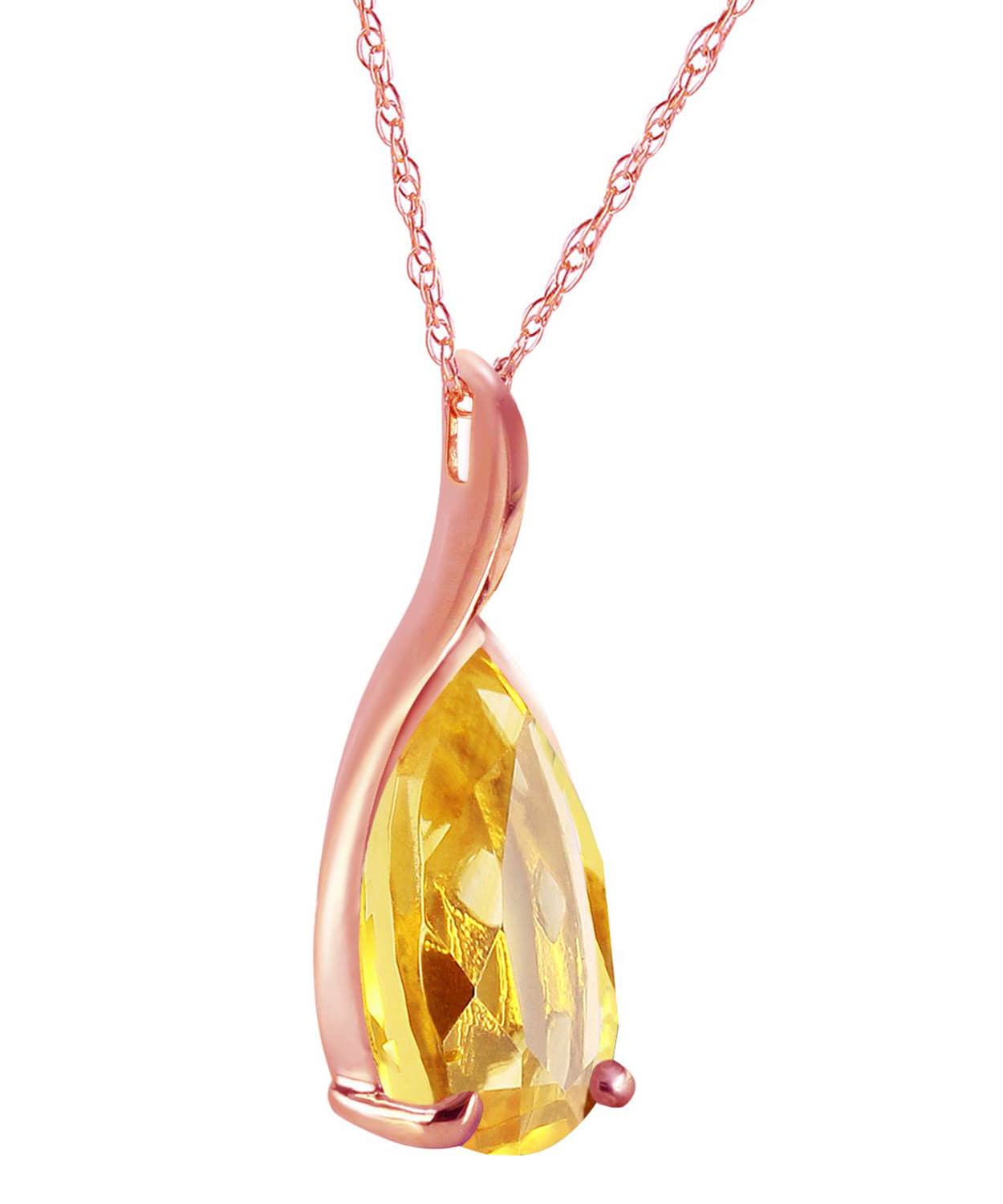 5.03 ctw Natural Honey Citrine 14k Gold Teardrop Pendant With Chain View 6