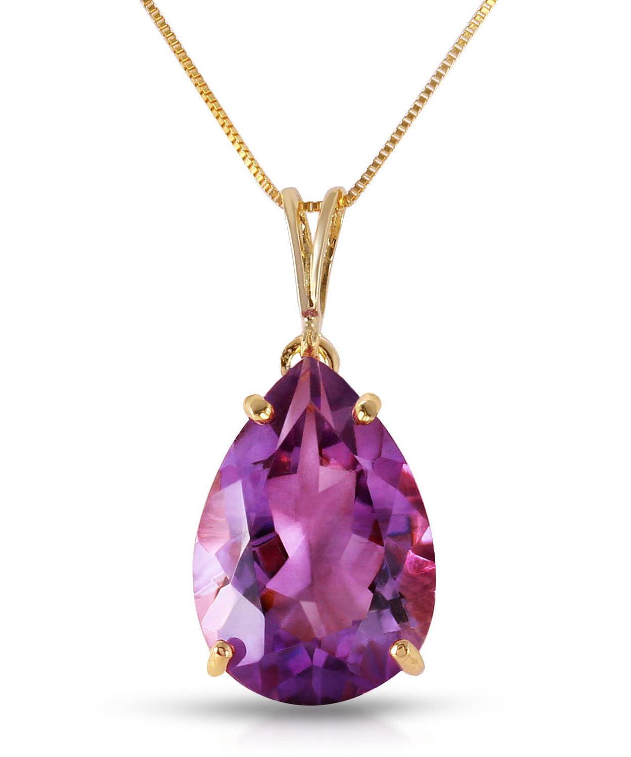 5.03 ctw Natural Amethyst 14k Gold Teardrop Pendant With Chain View 1