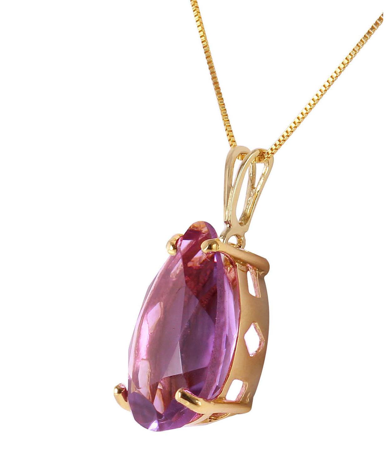 5.03 ctw Natural Amethyst 14k Gold Teardrop Pendant With Chain View 2