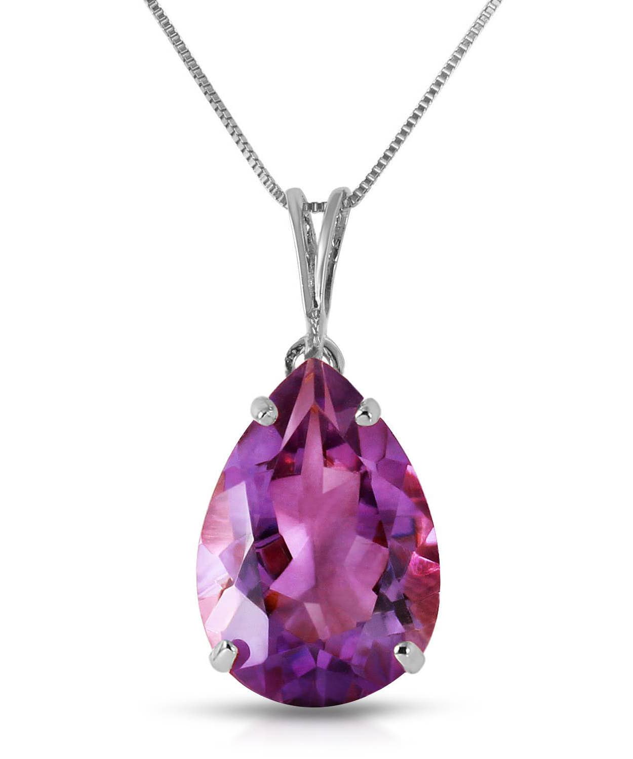 5.03 ctw Natural Amethyst 14k Gold Teardrop Pendant With Chain View 3