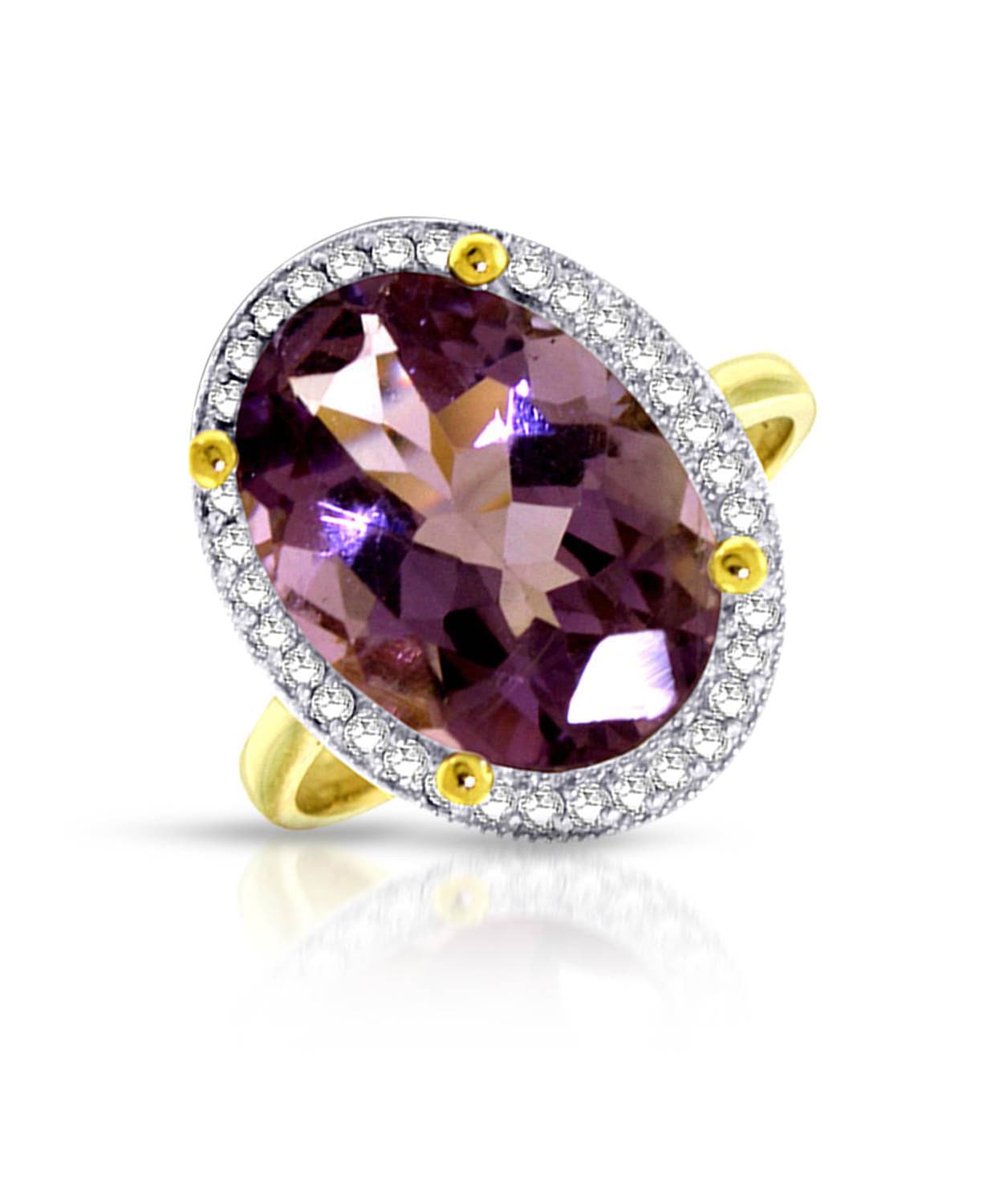 5.31 ctw Natural Amethyst and Diamond 14k Gold Halo Cocktail Ring View 1