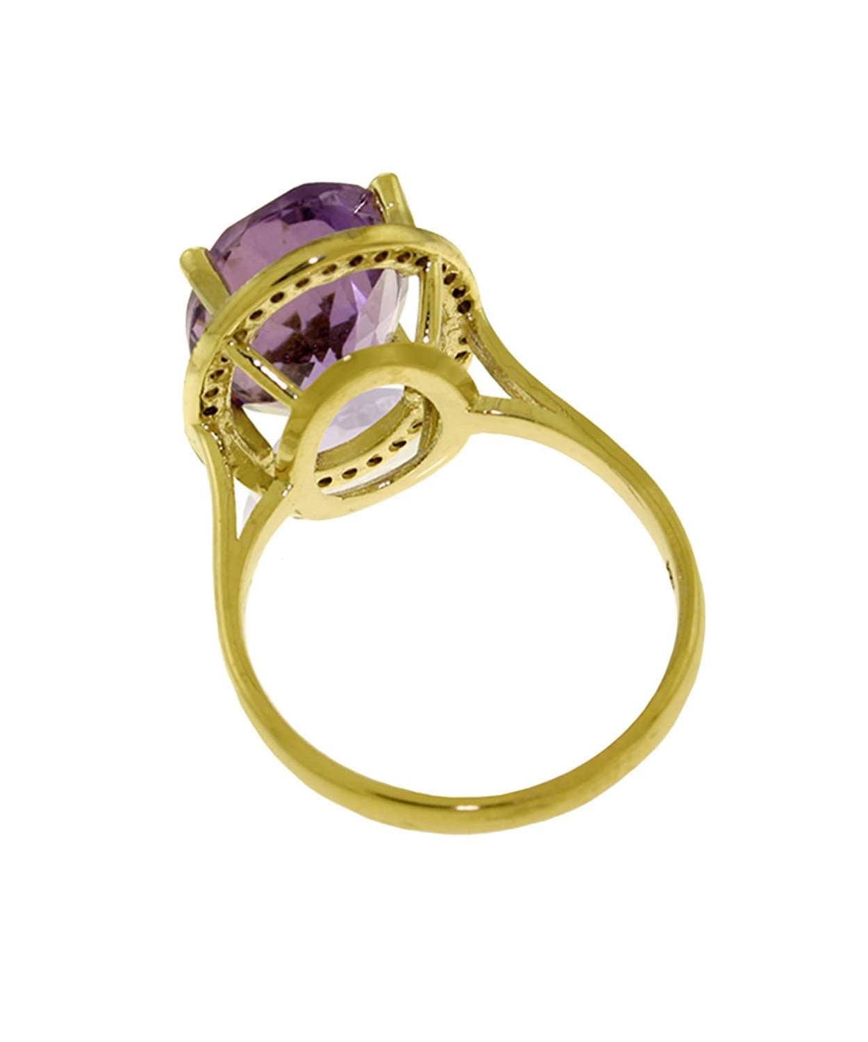5.31 ctw Natural Amethyst and Diamond 14k Gold Halo Cocktail Ring View 3