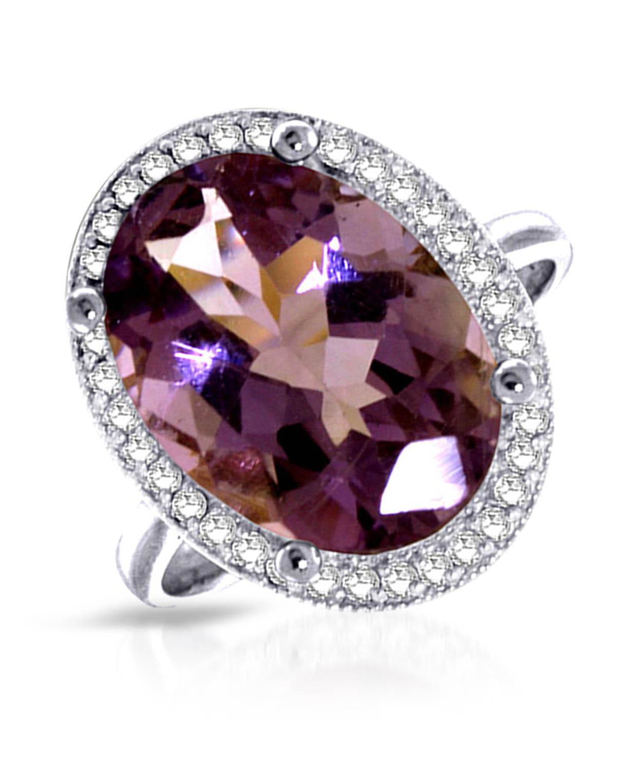 5.31 ctw Natural Amethyst and Diamond 14k Gold Halo Cocktail Ring View 4