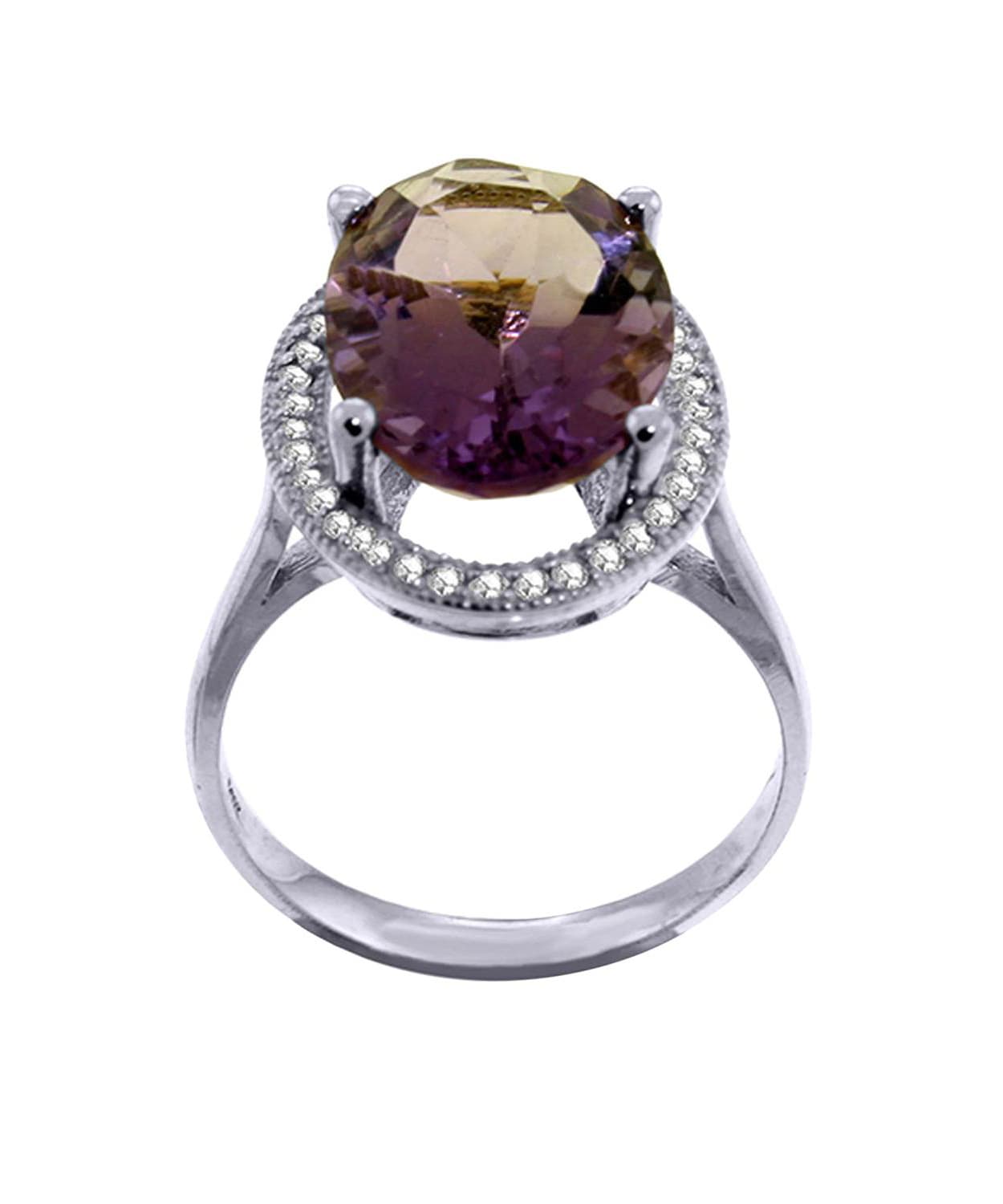 5.31 ctw Natural Amethyst and Diamond 14k Gold Halo Cocktail Ring View 5