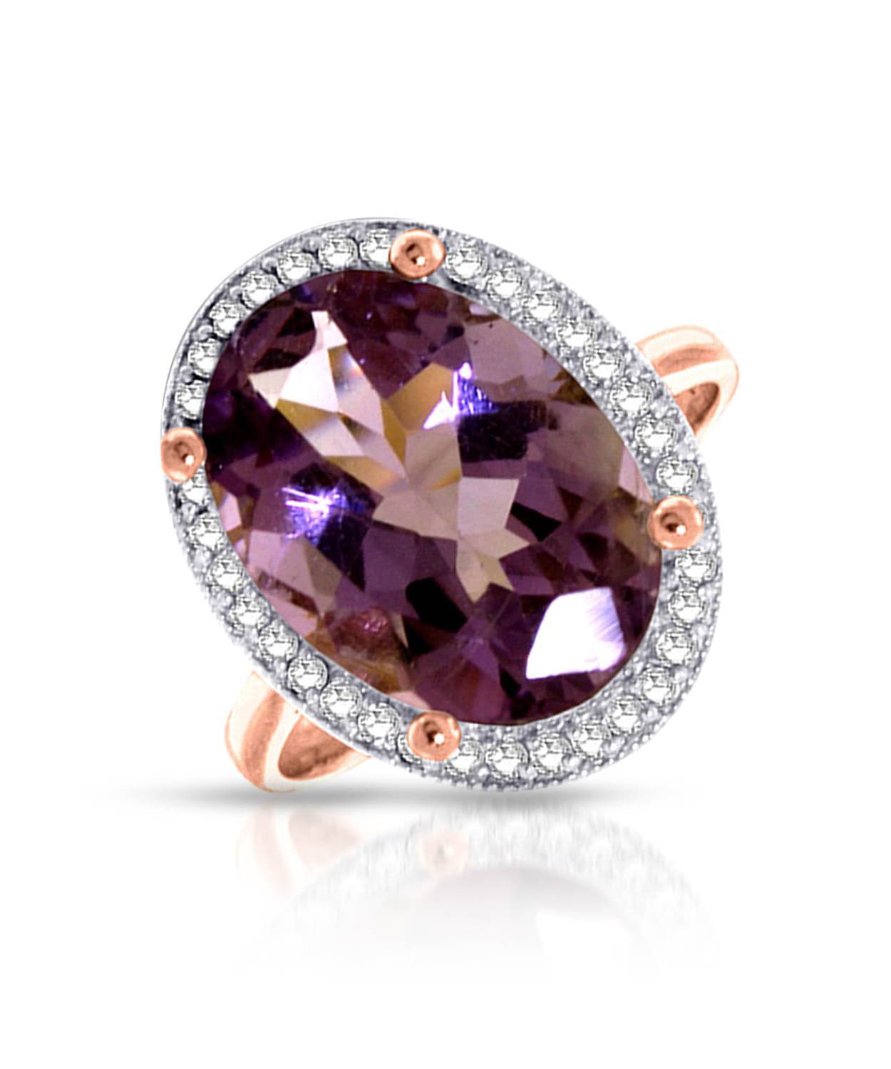 5.31 ctw Natural Amethyst and Diamond 14k Gold Halo Cocktail Ring View 7