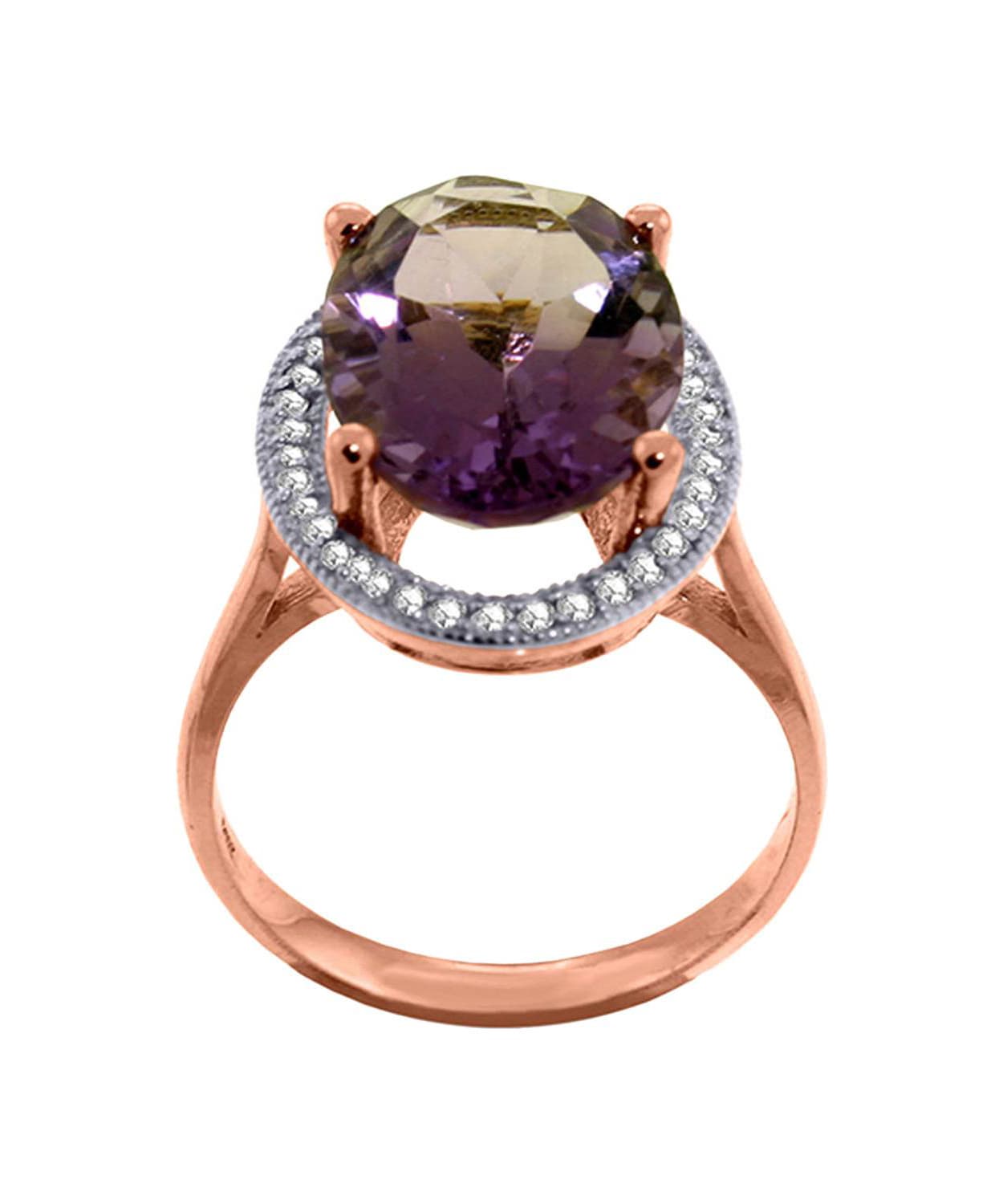 5.31 ctw Natural Amethyst and Diamond 14k Gold Halo Cocktail Ring View 8