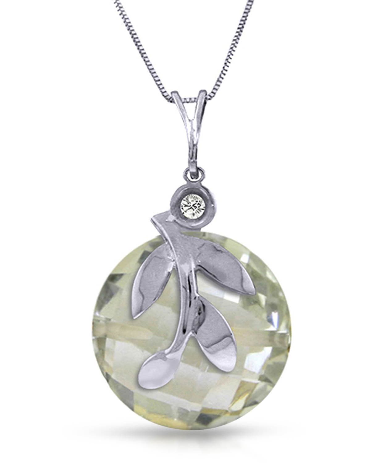5.35 ctw Natural Green Amethyst and Diamond 14k Gold Pendant With Chain View 2
