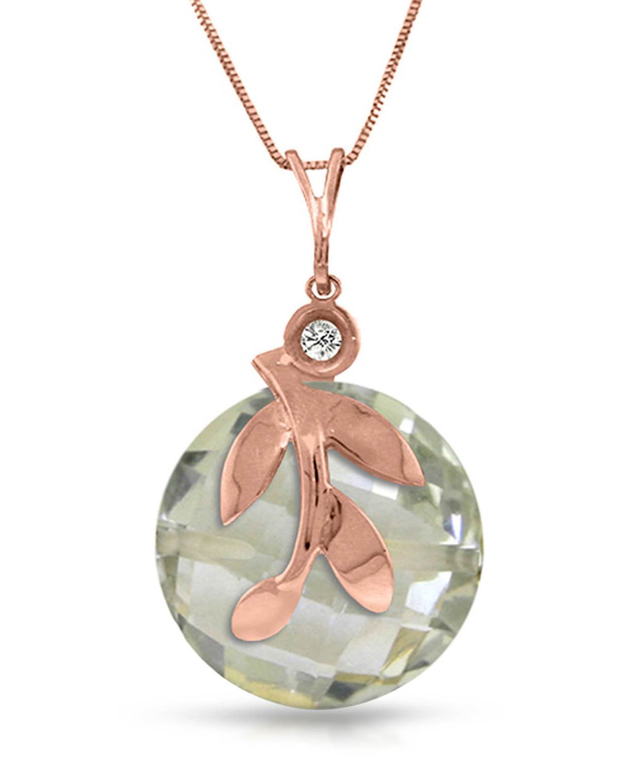 5.35 ctw Natural Green Amethyst and Diamond 14k Gold Pendant With Chain View 3
