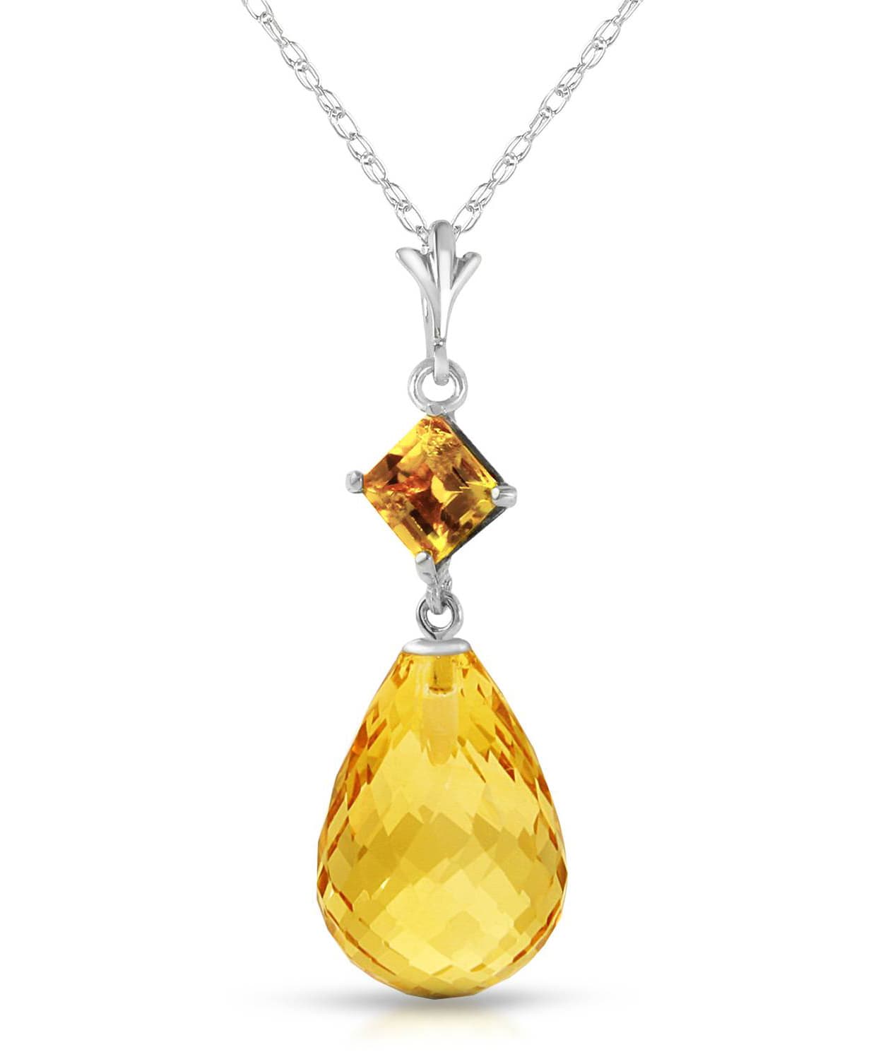 5.53 ctw Natural Honey Citrine 14k Gold Teardrop Pendant With Chain View 3