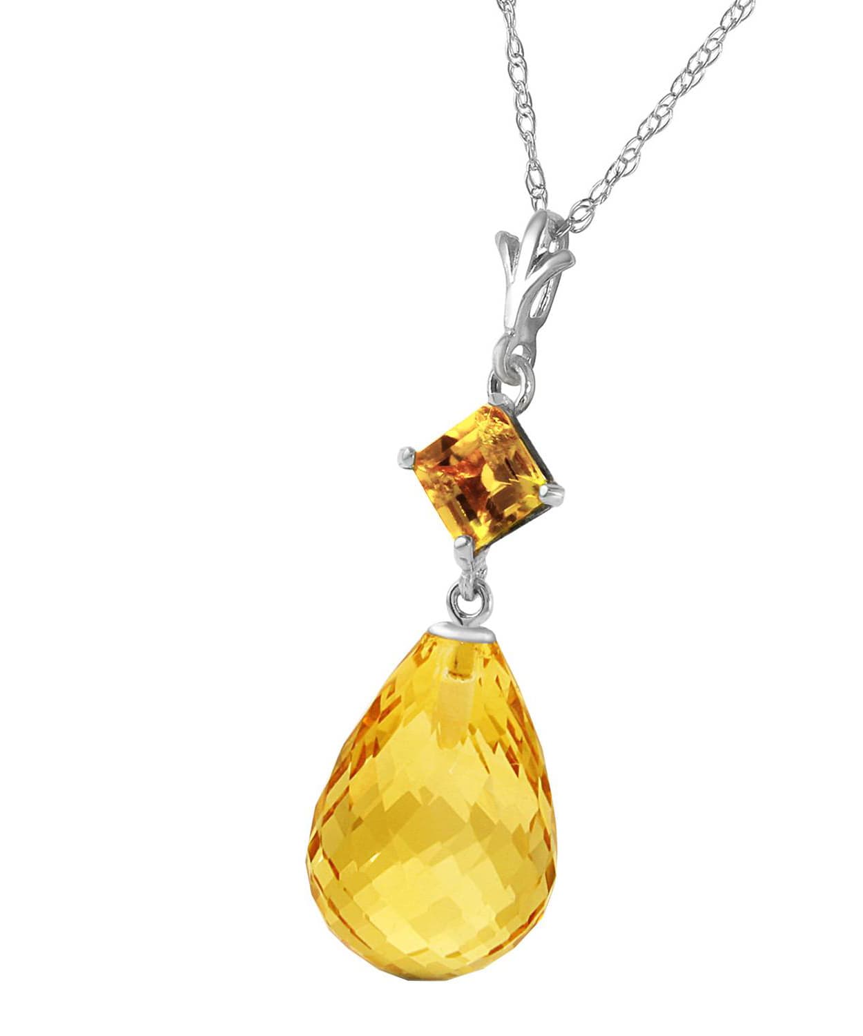 5.53 ctw Natural Honey Citrine 14k Gold Teardrop Pendant With Chain View 4