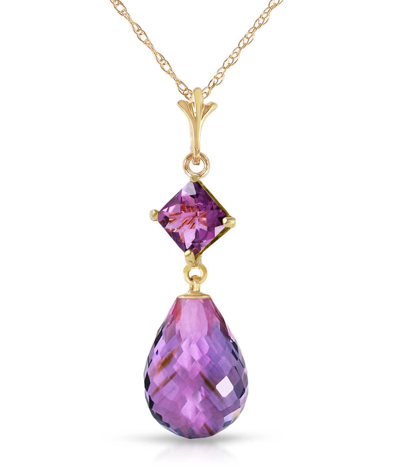 5.53 ctw Natural Amethyst 14k Gold Pendant With Chain View 1