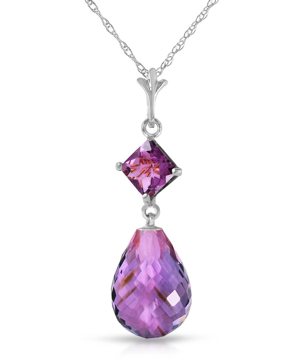 5.53 ctw Natural Amethyst 14k Gold Pendant With Chain View 3