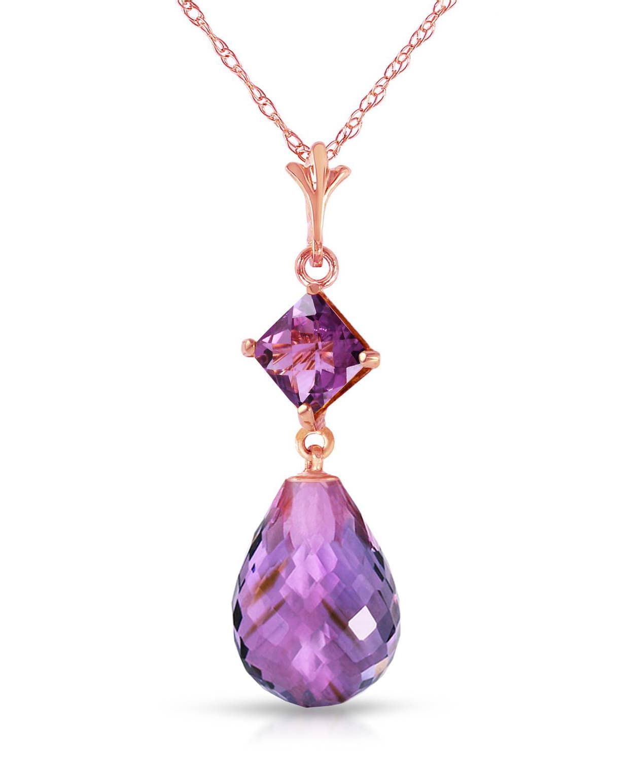 5.53 ctw Natural Amethyst 14k Gold Pendant With Chain View 5