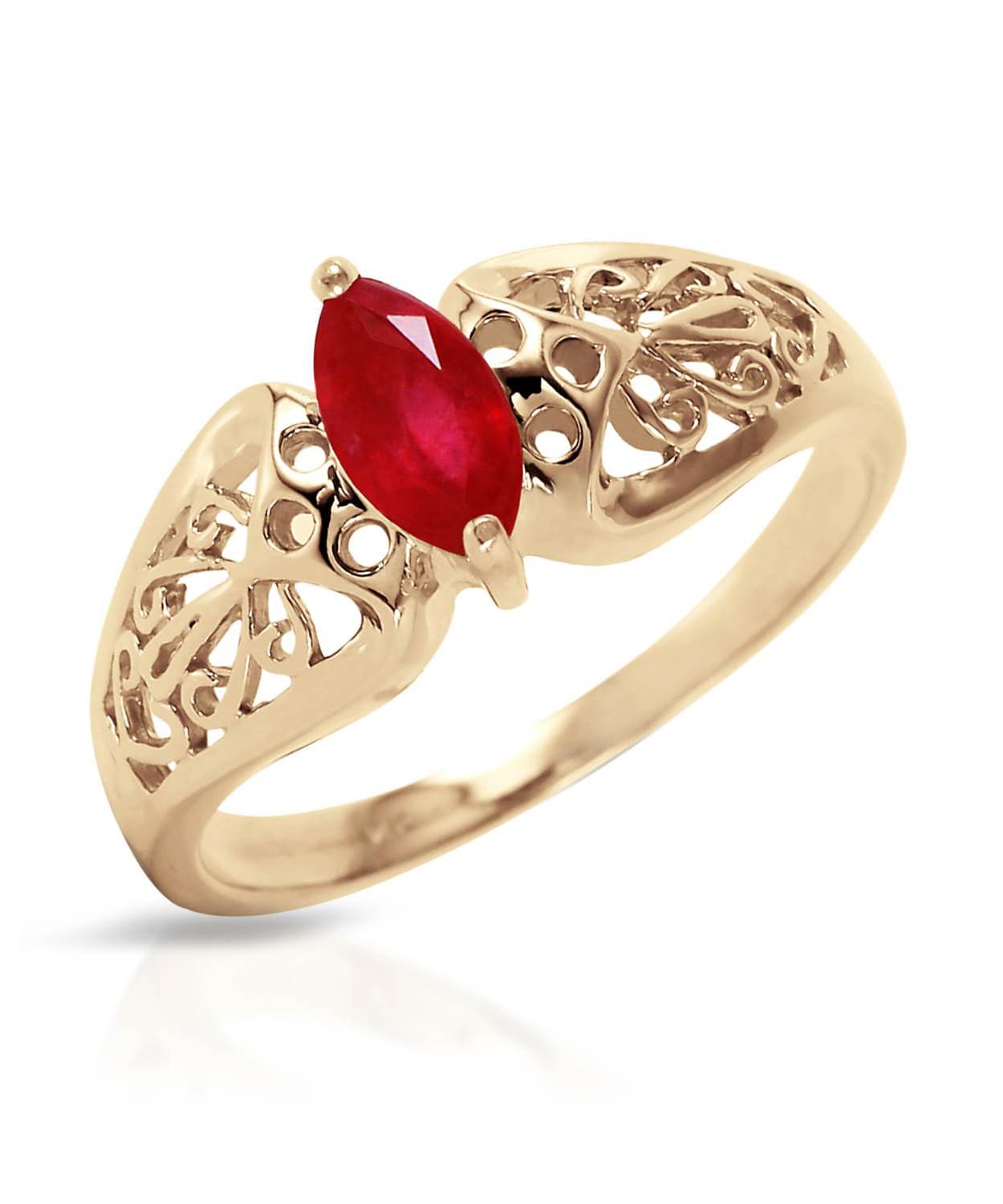 0.20 ctw Composite Ruby 14k Gold Marquise Right Hand Ring View 1