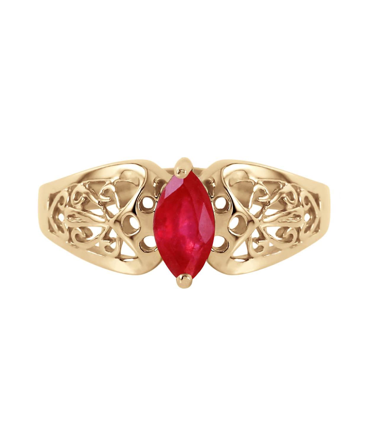 0.20 ctw Composite Ruby 14k Gold Marquise Right Hand Ring View 2