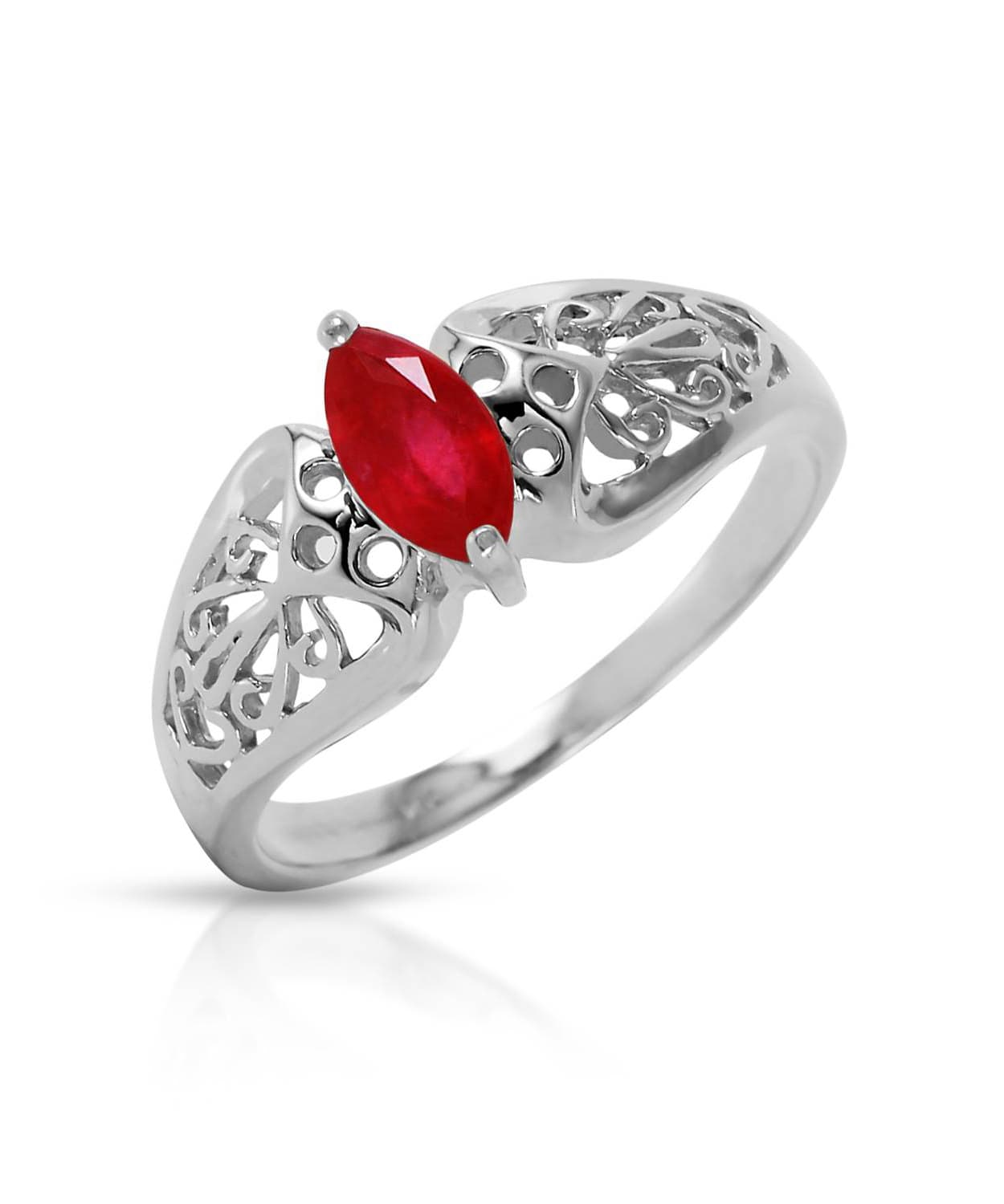 0.20 ctw Composite Ruby 14k Gold Marquise Right Hand Ring View 4