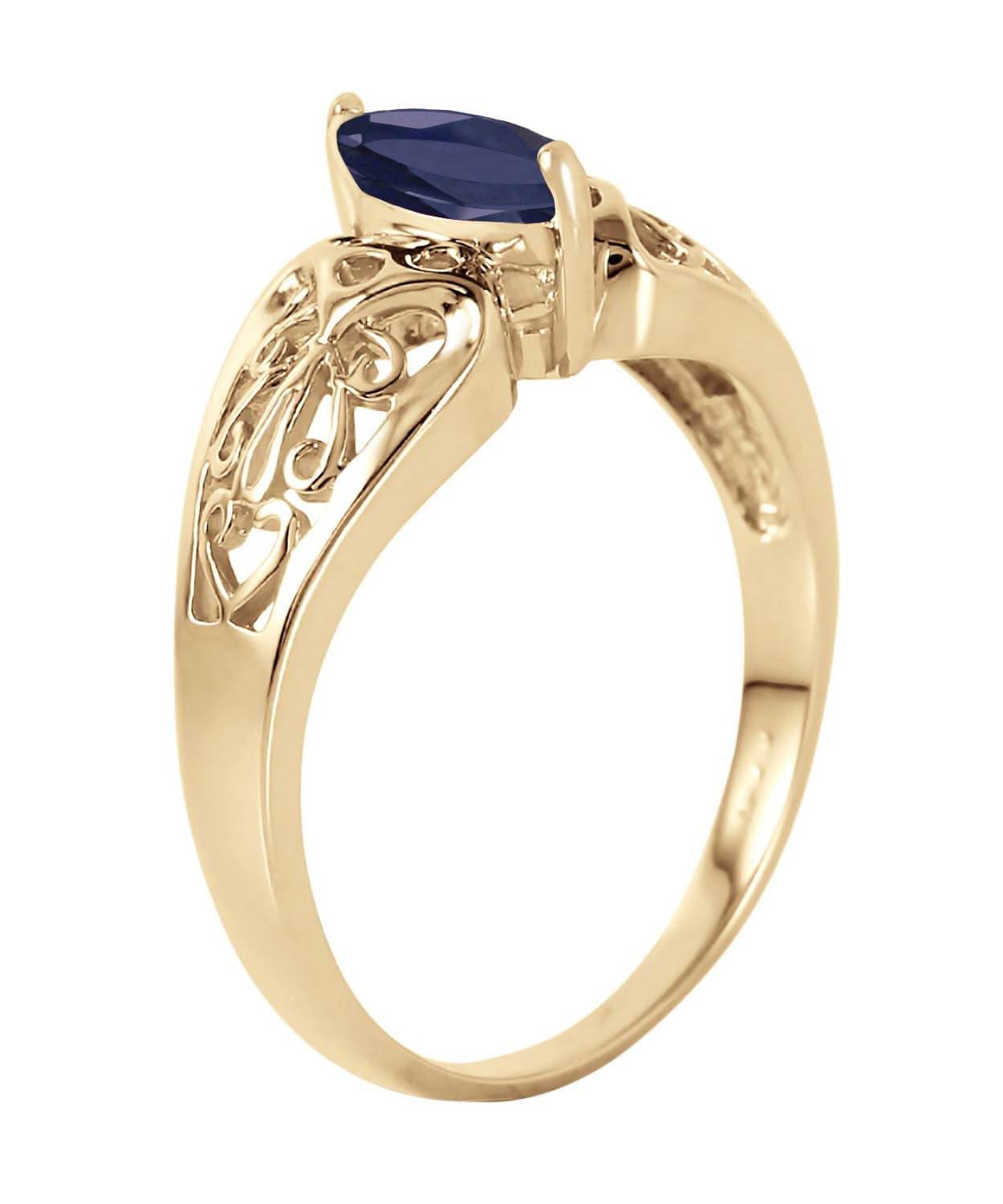 0.20 ctw Natural Blue Sapphire 14k Gold Marquise Right Hand Ring View 3
