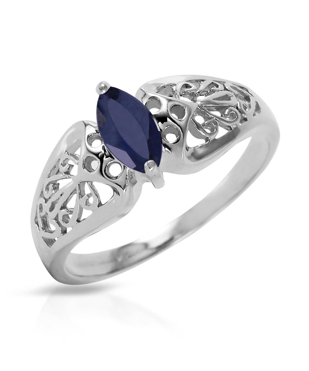 0.20 ctw Natural Blue Sapphire 14k Gold Marquise Right Hand Ring View 4