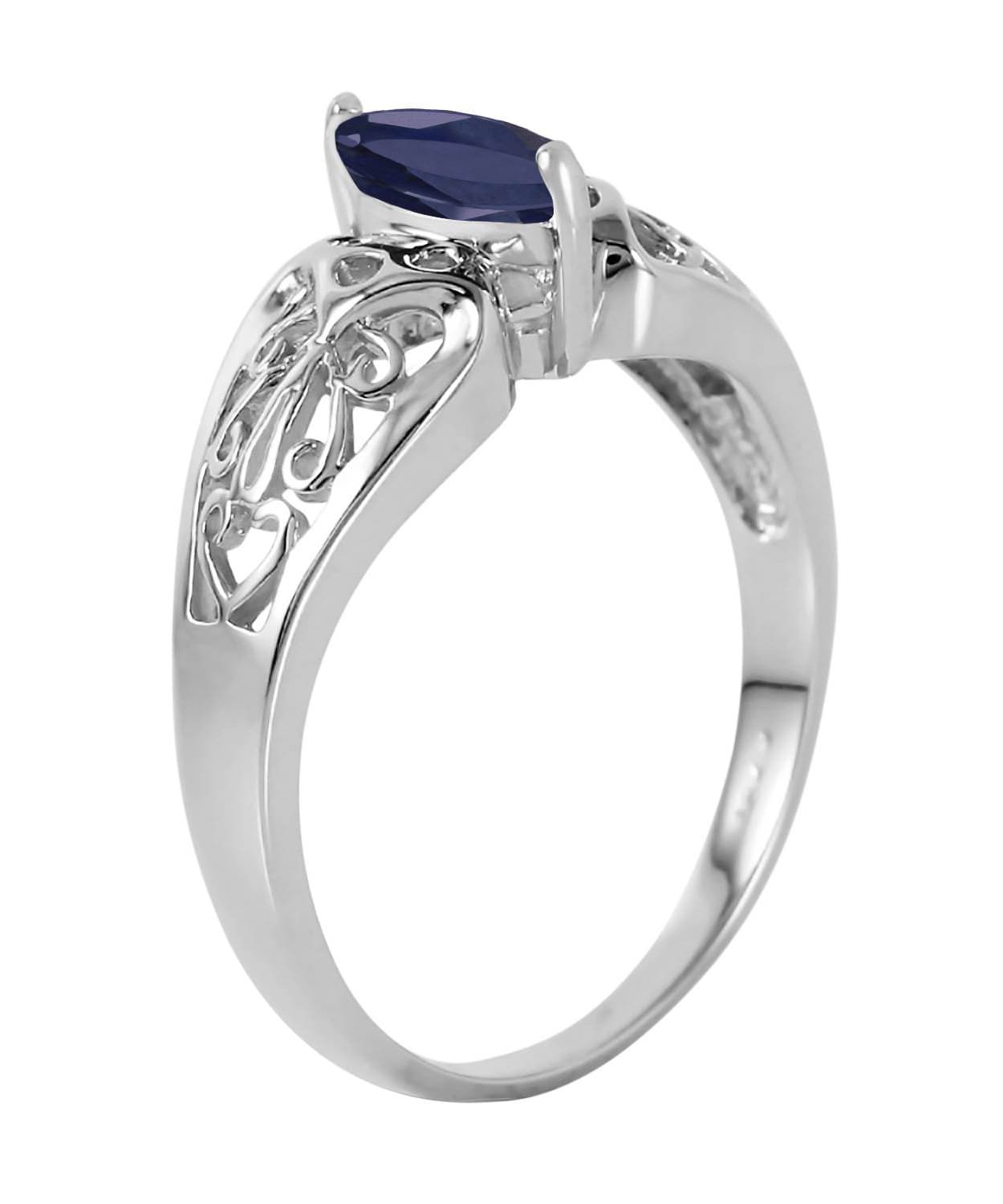 0.20 ctw Natural Blue Sapphire 14k Gold Marquise Right Hand Ring View 6