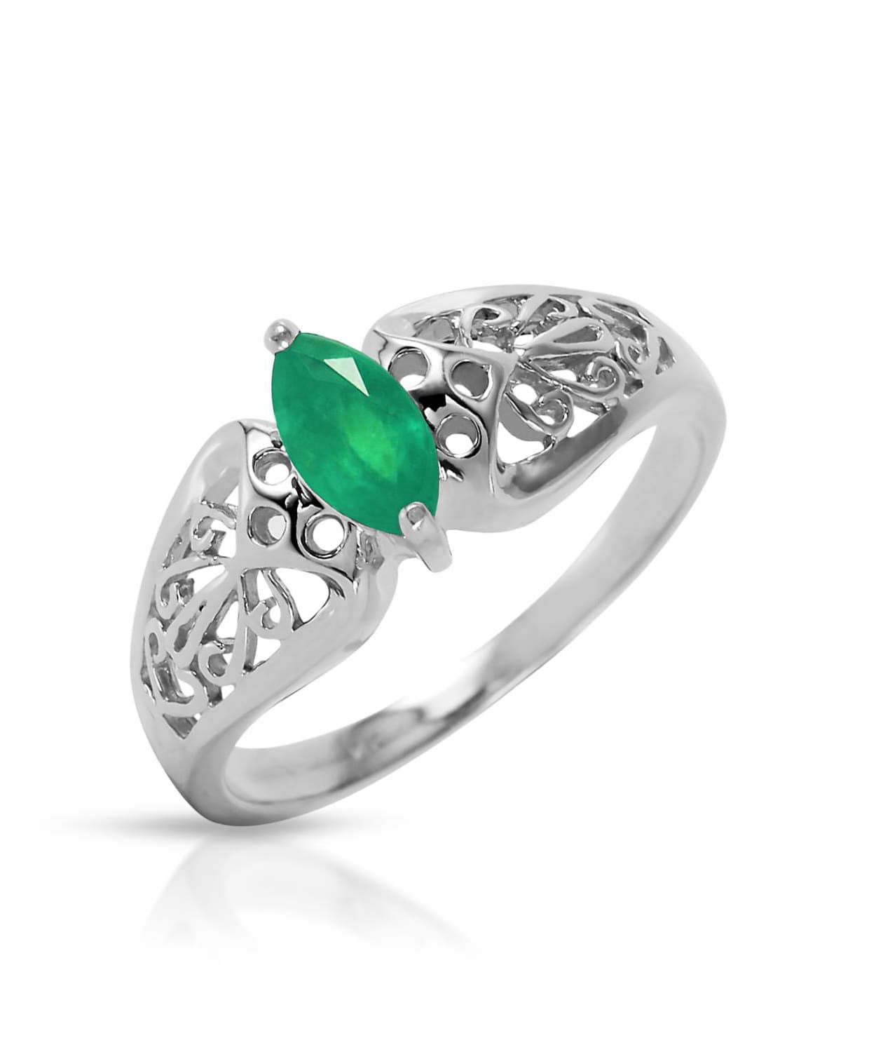 0.20 ctw Natural Emerald 14k Gold Marquise Right Hand Ring View 4