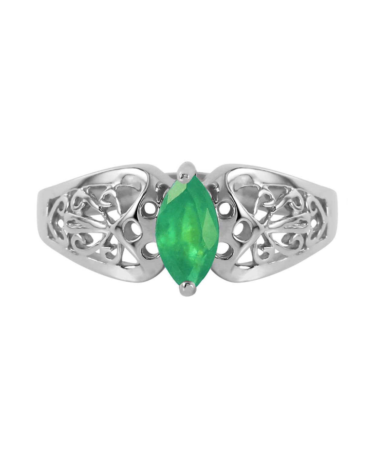 0.20 ctw Natural Emerald 14k Gold Marquise Right Hand Ring View 5
